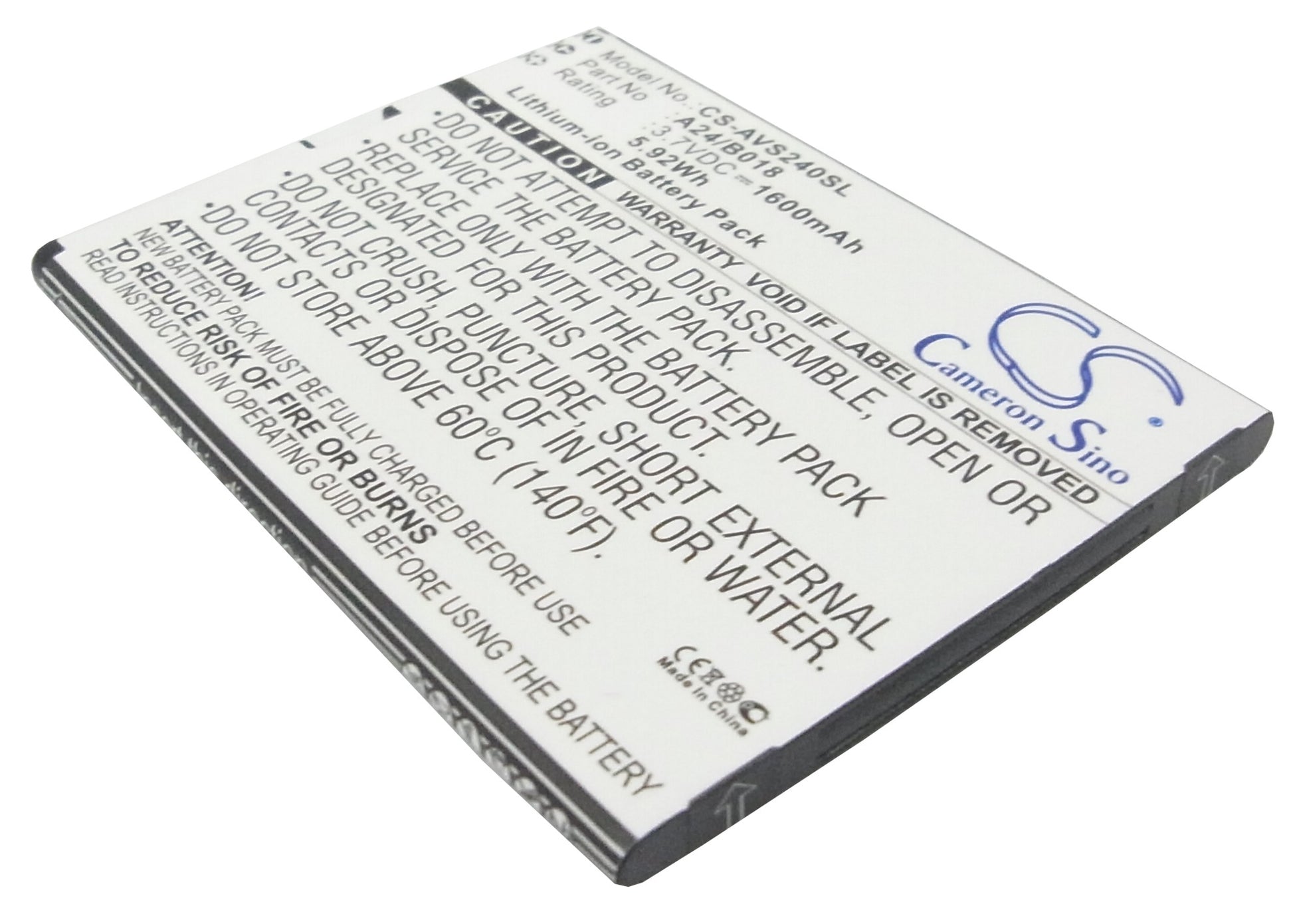 3.7V 1600mAh/5.92Wh Li-ion Mobile/SmartPhone Battery for AVUS