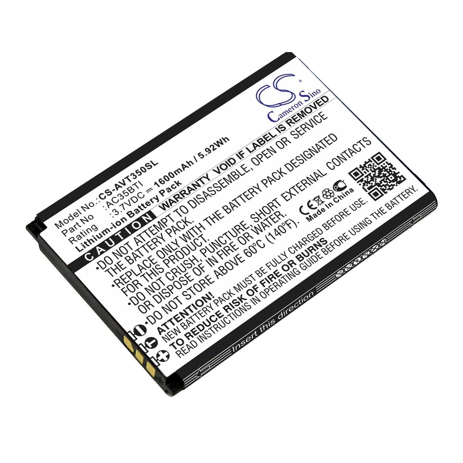 3.7V 1600mAh/5.92Wh Li-ion Mobile/SmartPhone Battery for Archos