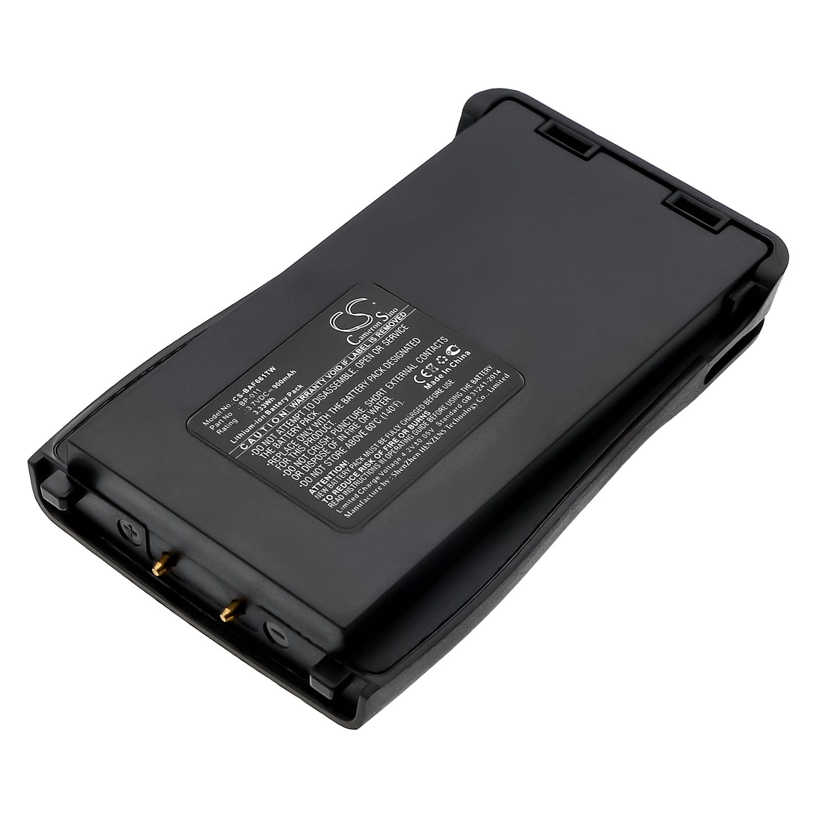 3.7V 900mAh/3.33Wh Li-ion Two-Way Radio Battery for Baofeng