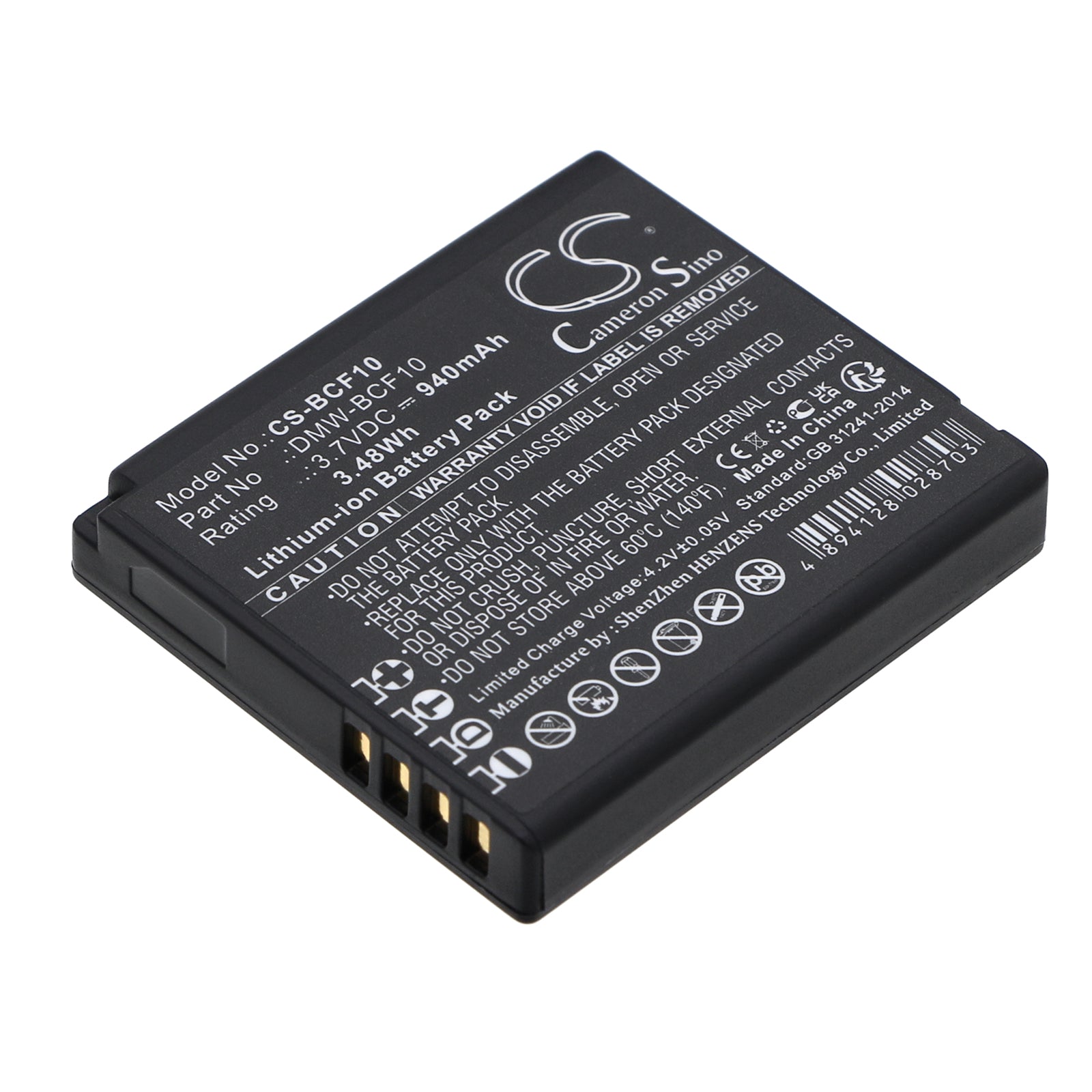 3.7V 940mAh/3.48Wh Li-ion Camera Battery for Panasonic
