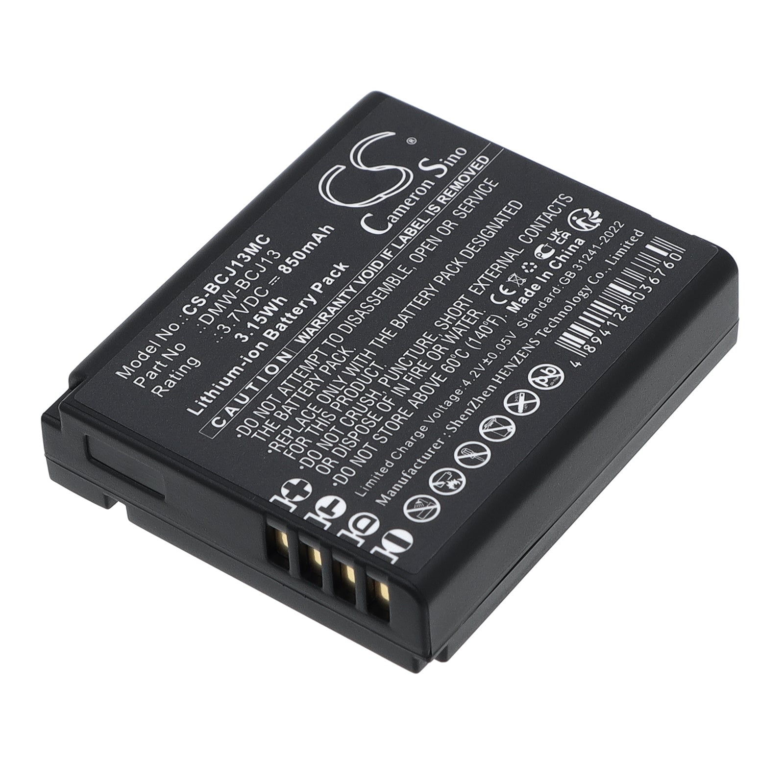3.7V 850mAh/3.15Wh Li-ion Camera Battery for LEICA
