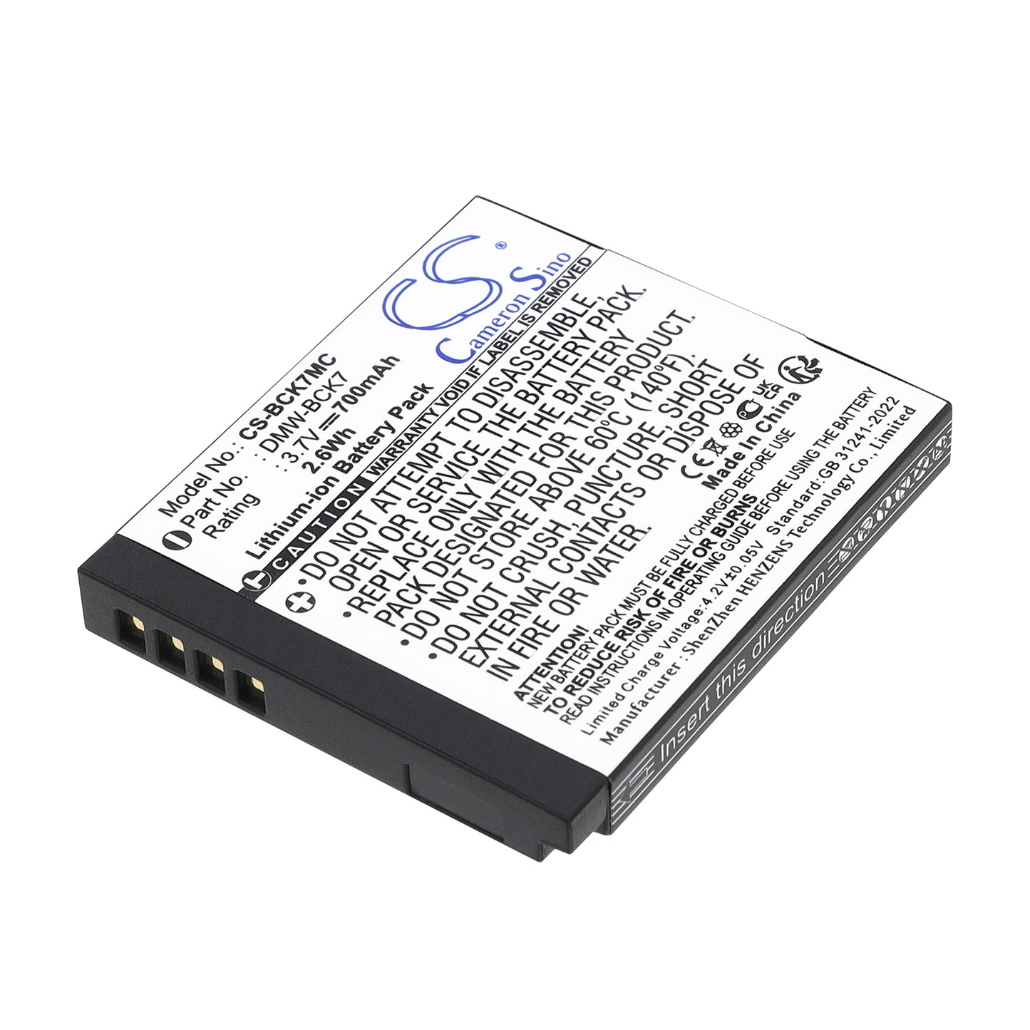 3.7V 700mAh/2.6Wh Li-ion Camera Battery for Panasonic
