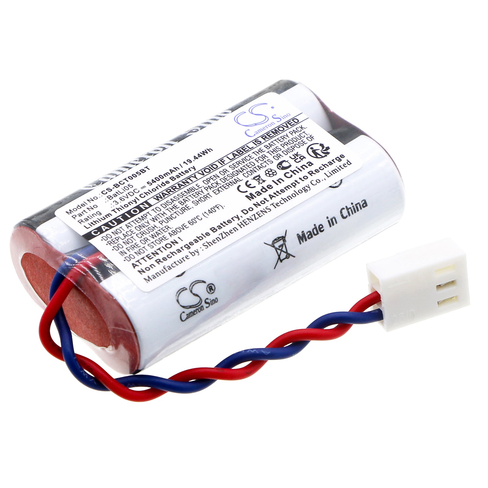 3.6V 5400mAh/19.44Wh Li-SOCl2 Alarm System Battery for DAITEM