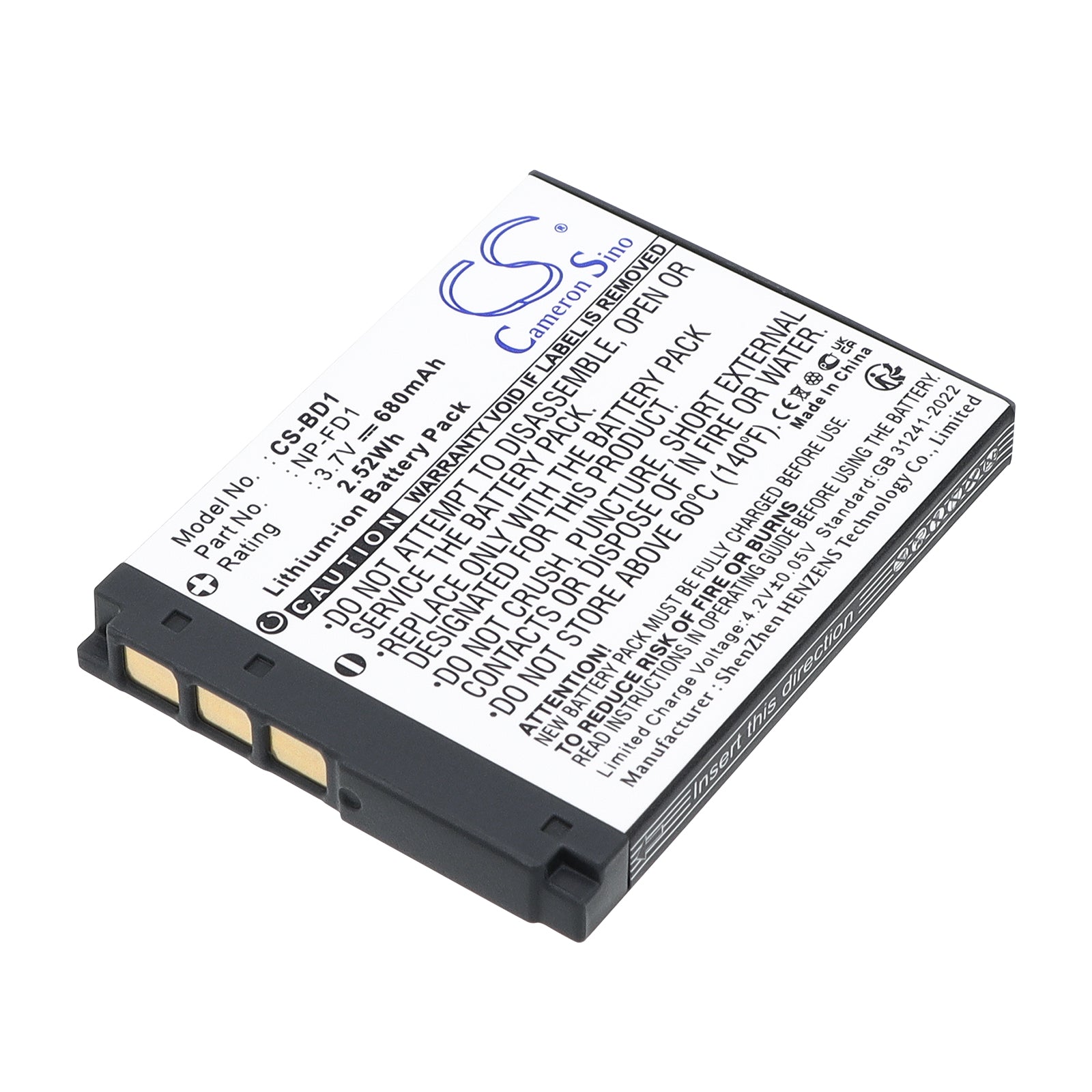 3.7V 680mAh Li-ion Camera Battery for Sony