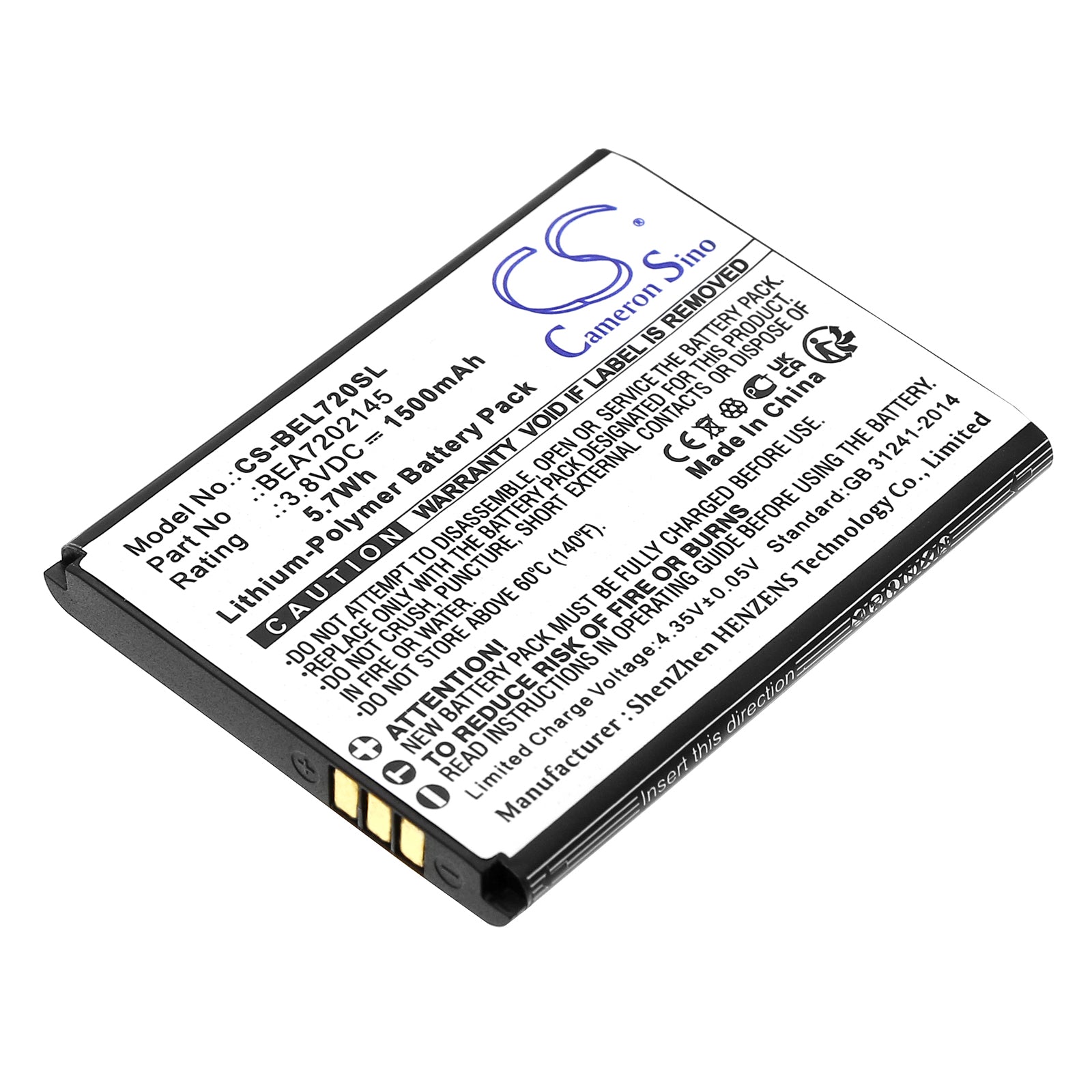 CS-BEL720SL Replacement Battery – Compatible with SL720, SL720i, SL720i_EU001B