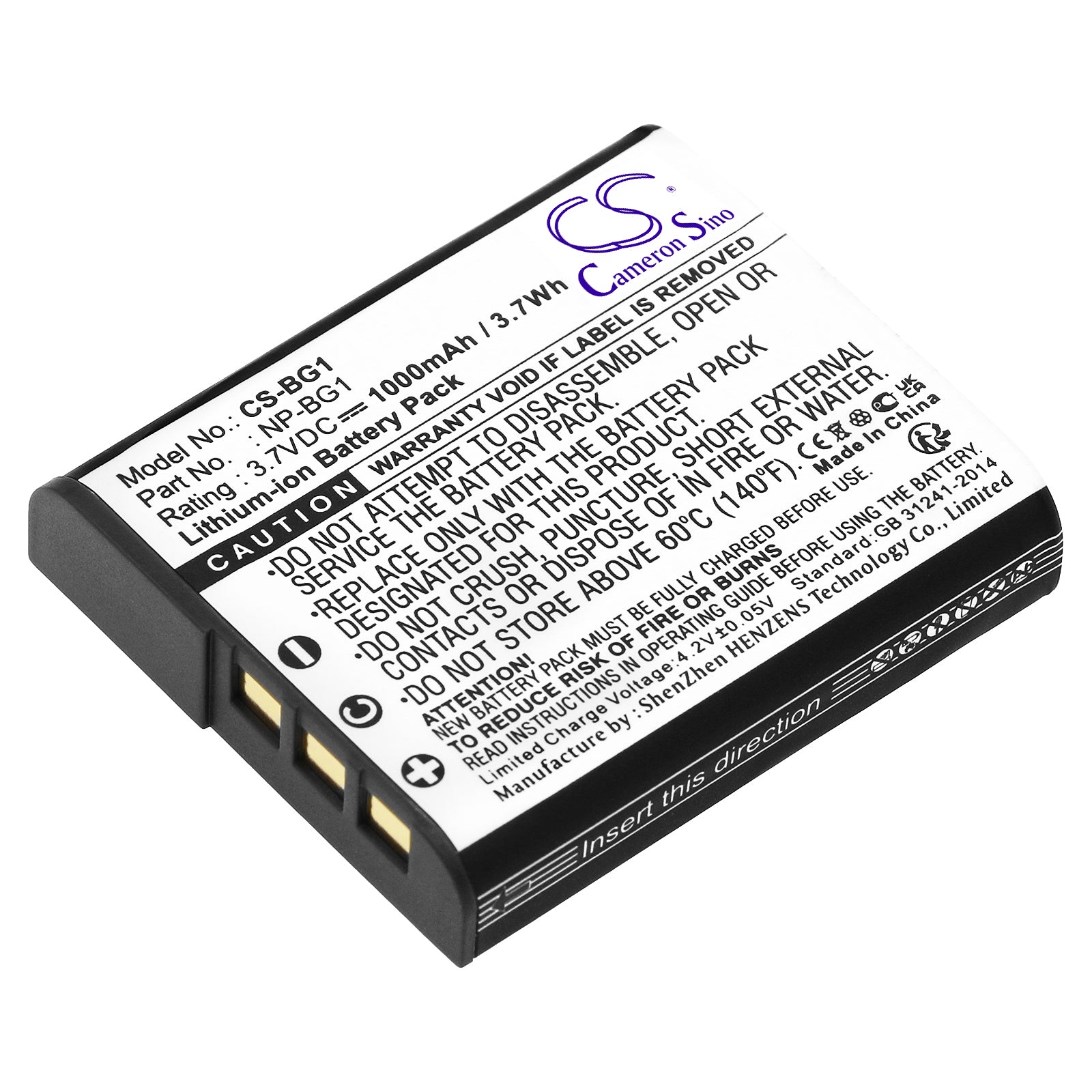 3.7V 1000mAh Li-ion Camera Battery for Sony