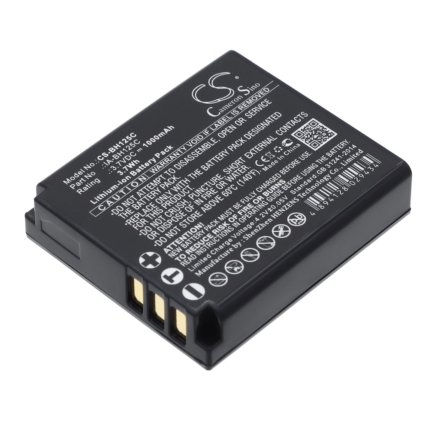 3.7V 1000mAh/3.7Wh Li-ion Camera Battery for Samsung