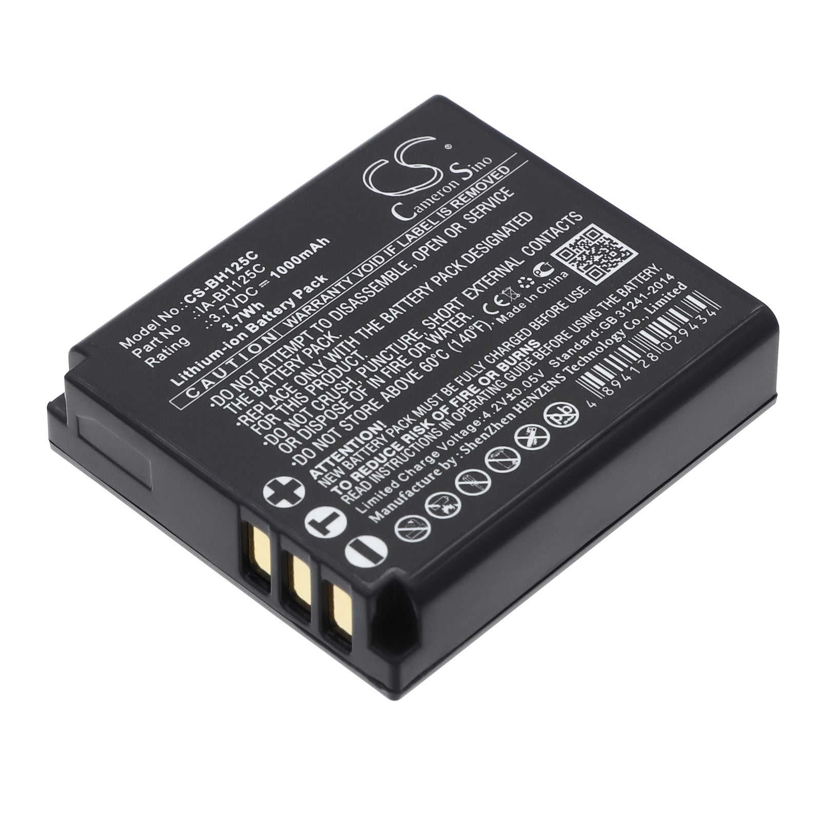 3.7V 1000mAh/3.7Wh Li-ion Camera Battery for Samsung