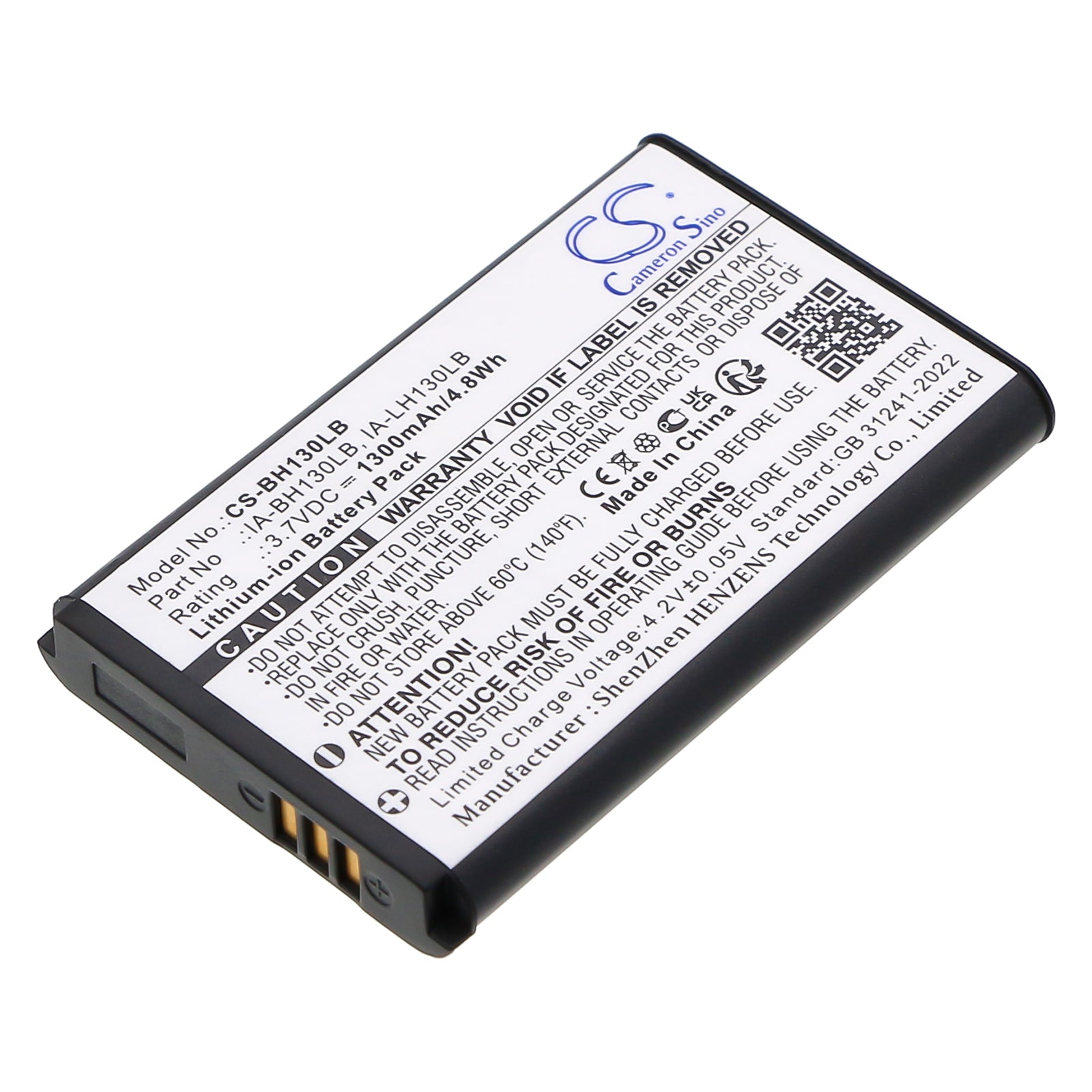 3.7V 1300mAh/4.8Wh Li-ion Camera Battery for Samsung
