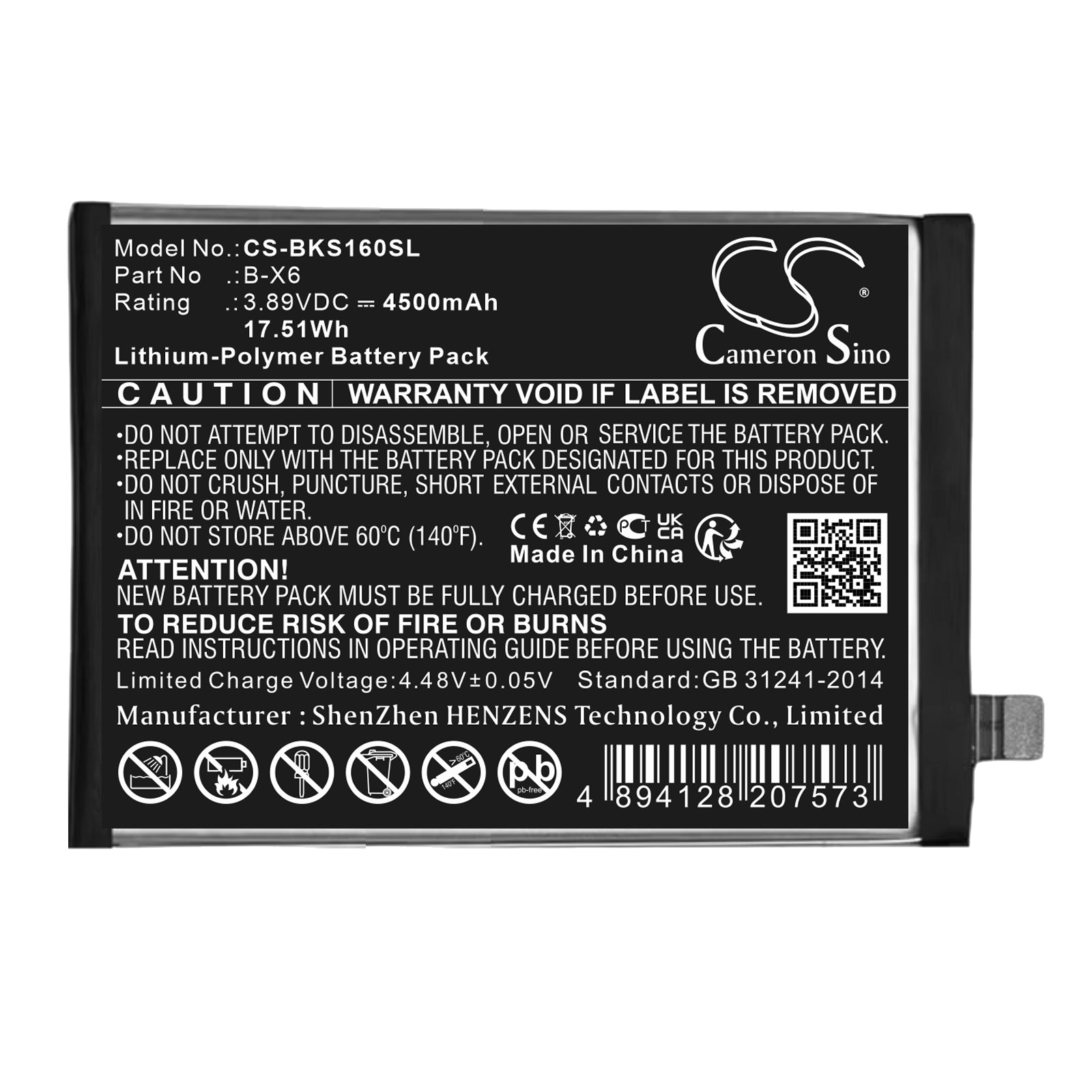 CS-BKS160SL Replacement Battery – Compatible with S16, V2244A