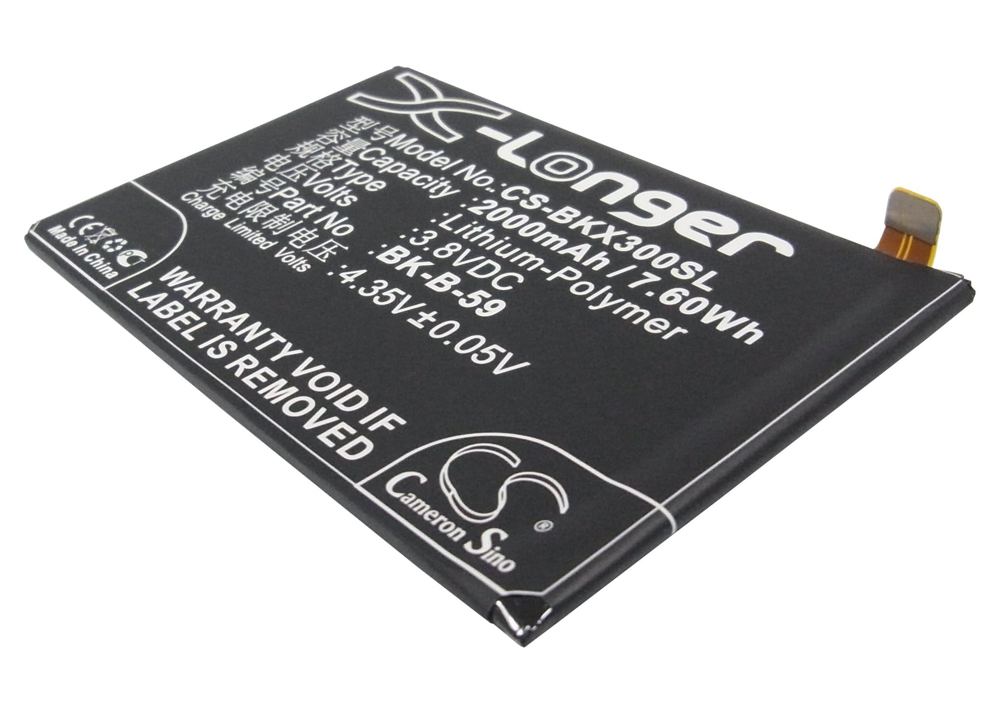 3.8V 2000mAh/7.60Wh Li-Polymer Mobile/SmartPhone Battery for BBK