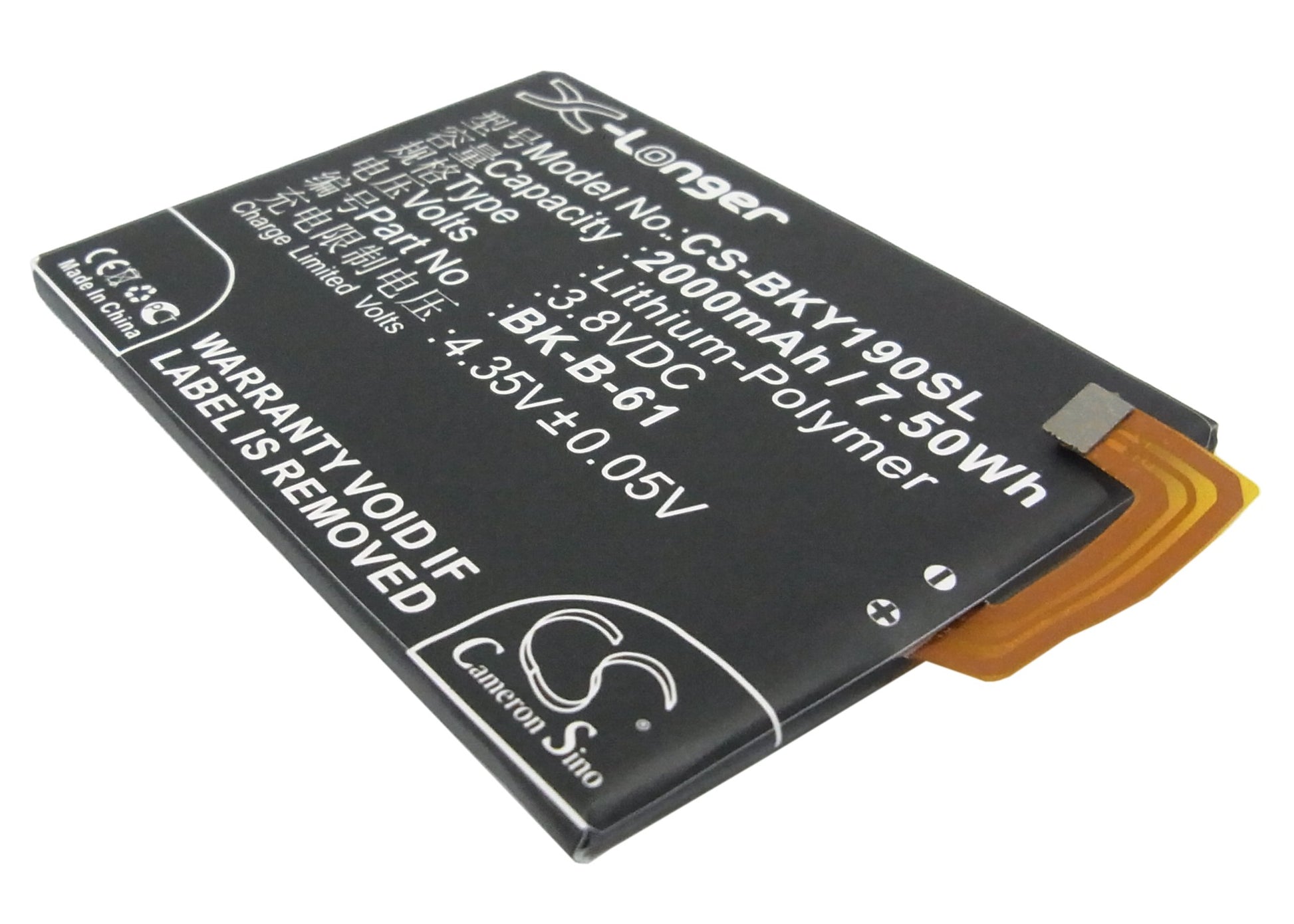 3.8V 2000mAh/7.50Wh Li-Polymer Mobile/SmartPhone Battery for BBK
