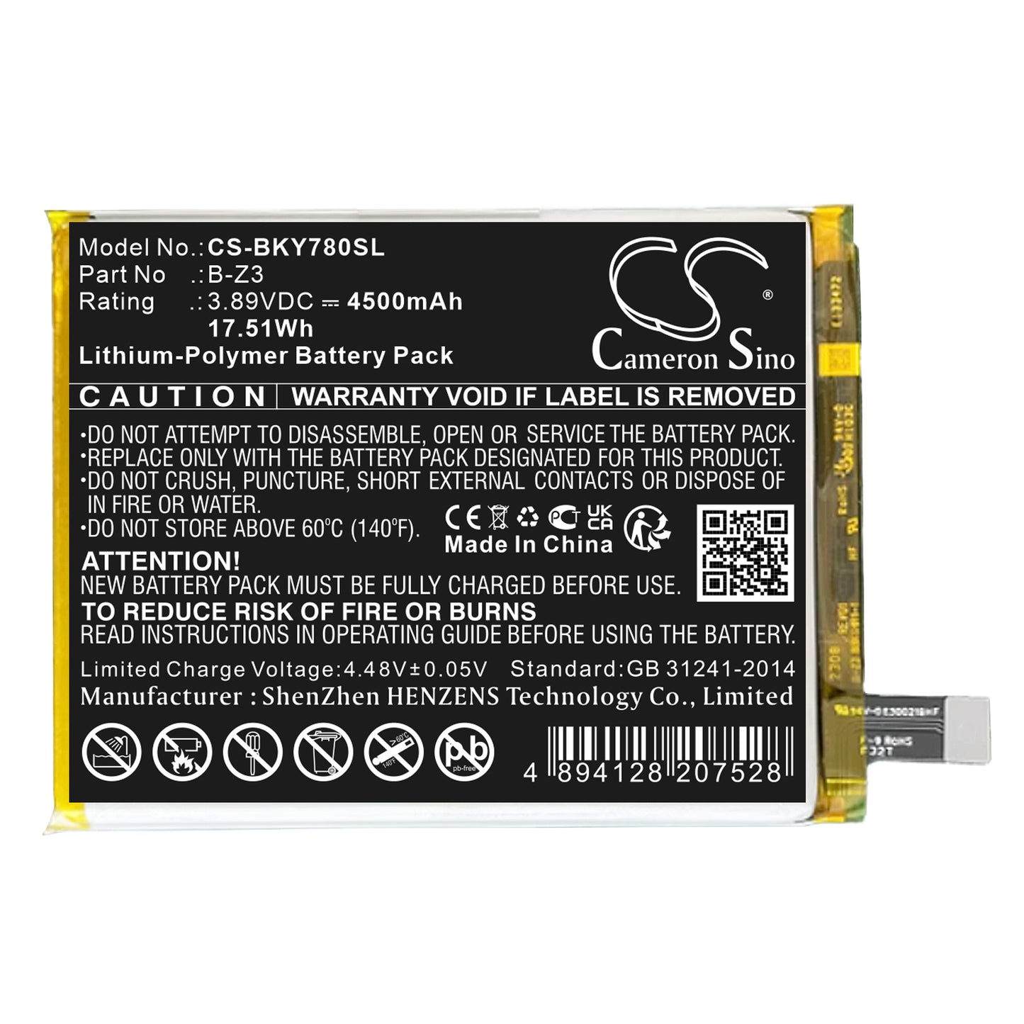 CS-BKY780SL Replacement Battery – Compatible with Y78 Plus, Y78+