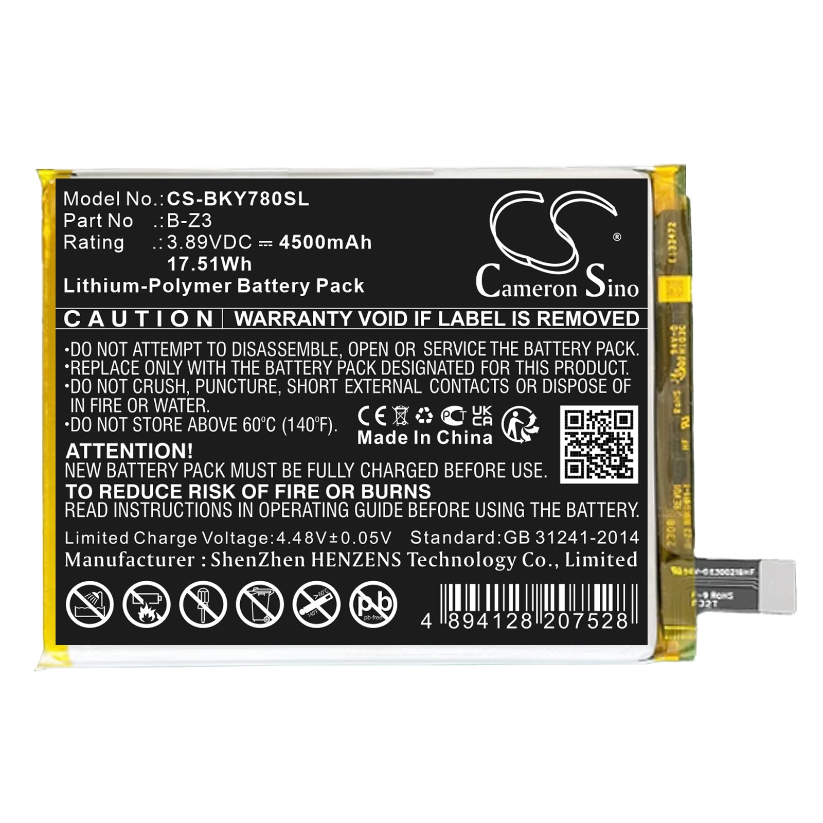 CS-BKY780SL Replacement Battery – Compatible with Y78 Plus, Y78+