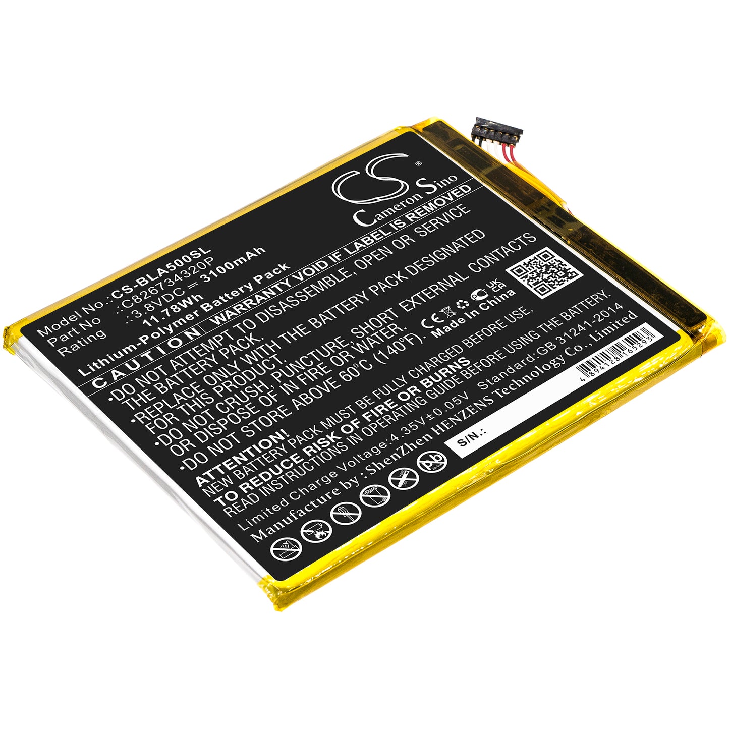 CS-BLA500SL Replacement Battery – Compatible with A0031WW, Advance A5 Plus LTE, G0031WW, Grand XL