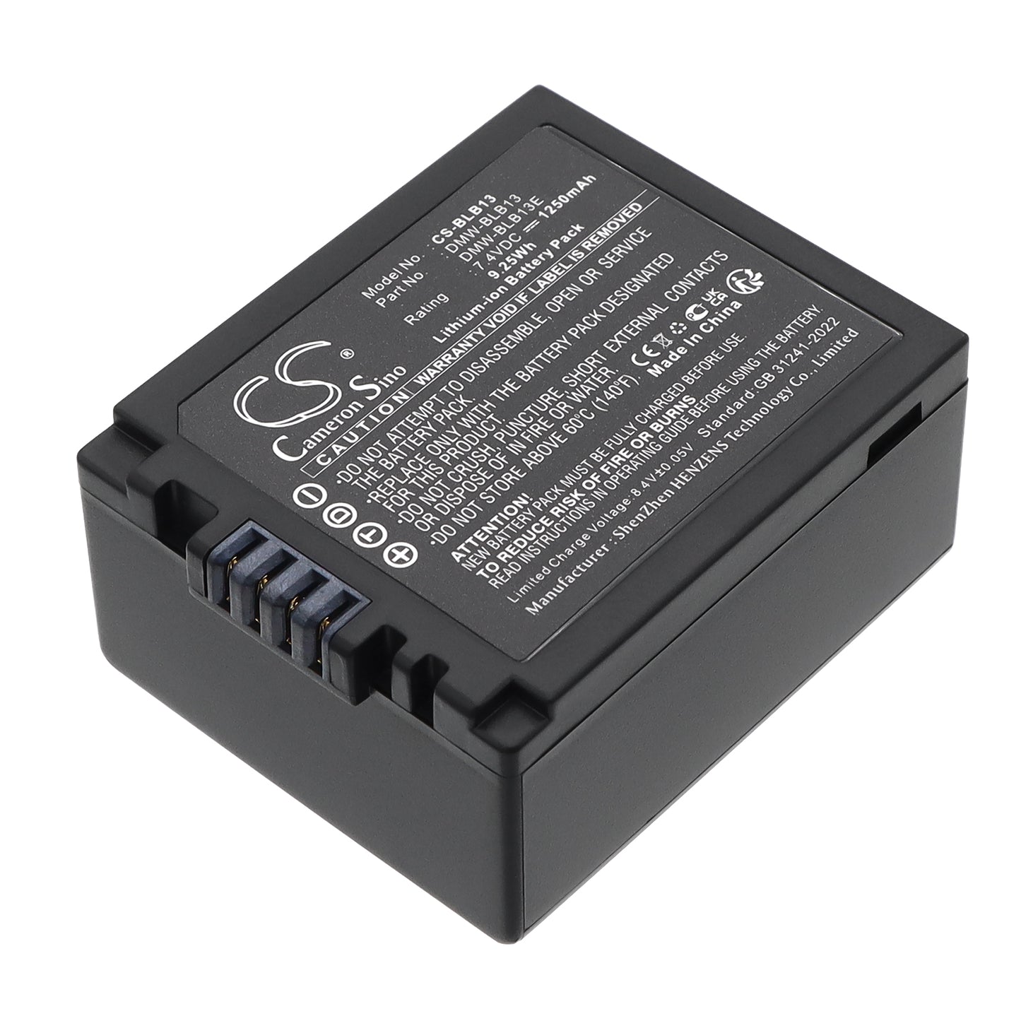 7.4V 1250mAh/9.25Wh Li-ion Camera Battery for Panasonic
