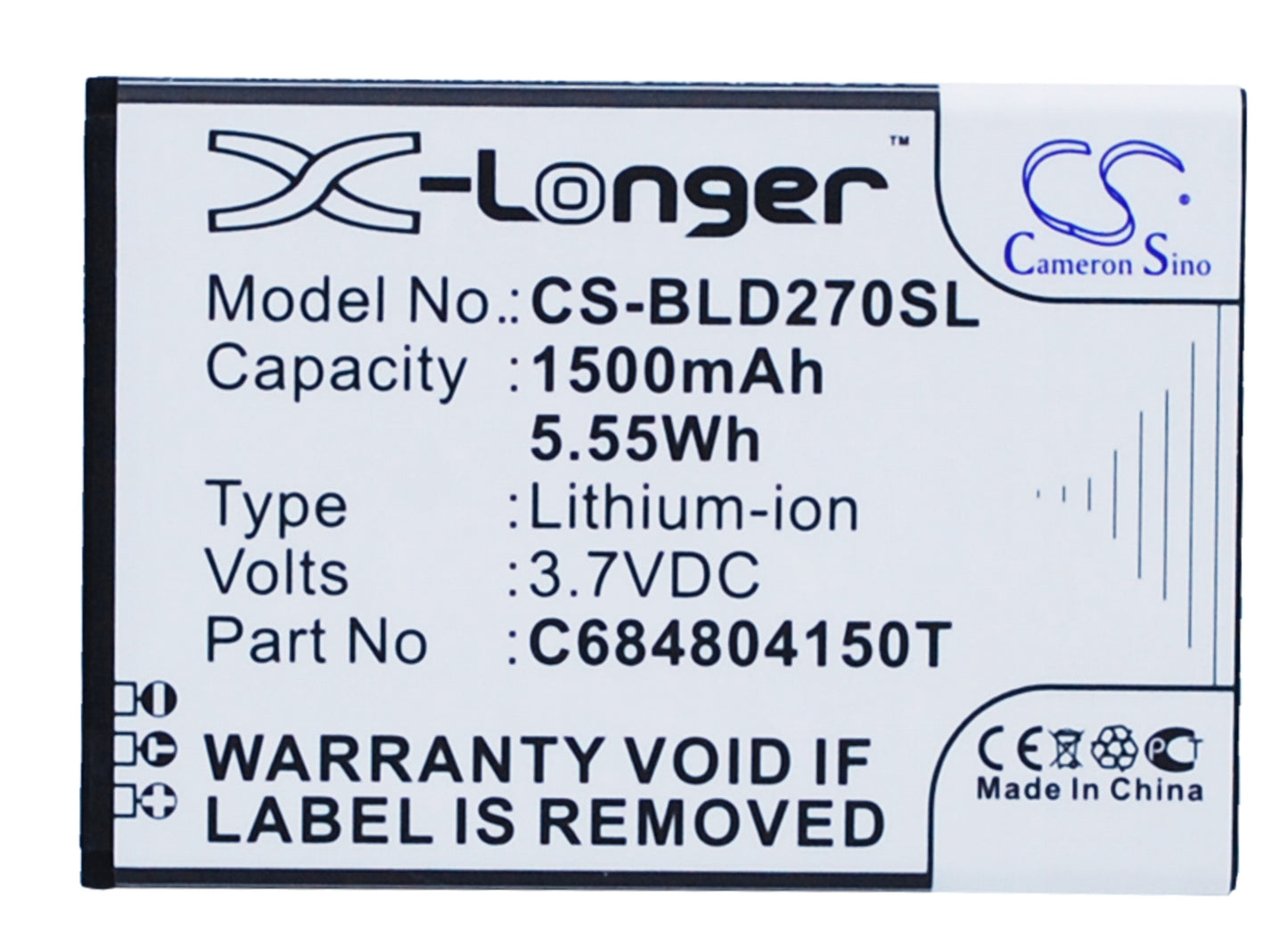 3.7V 1500mAh/5.55Wh Li-ion Mobile/SmartPhone Battery for BLU