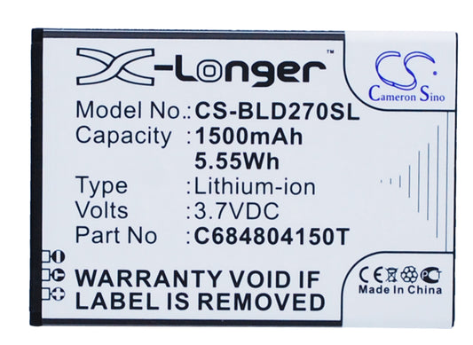 3.7V 1500mAh/5.55Wh Li-ion Mobile/SmartPhone Battery for BLU