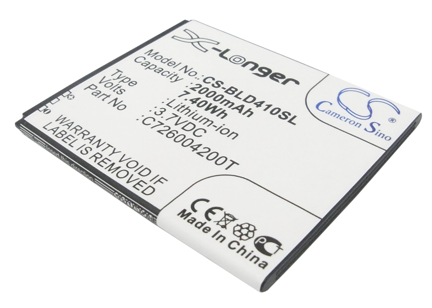 3.7V 2000mAh/7.40Wh Li-ion Mobile/SmartPhone Battery for BLU