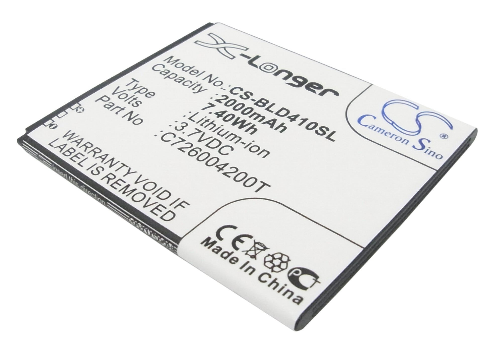 3.7V 2000mAh/7.40Wh Li-ion Mobile/SmartPhone Battery for BLU