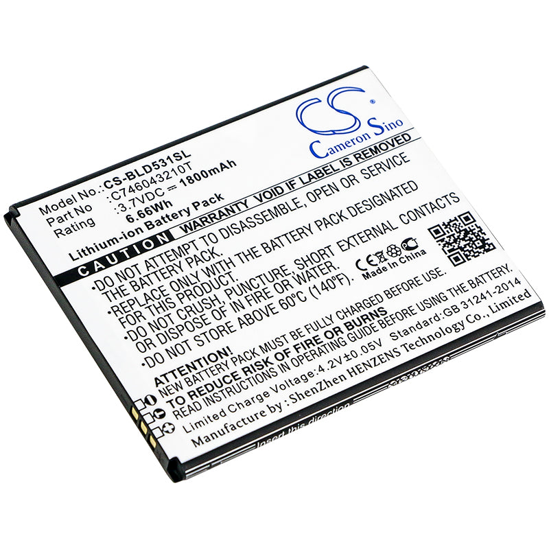 3.7V 1800mAh/6.66Wh Li-ion Mobile/SmartPhone Battery for BLU
