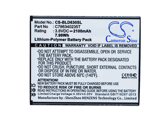 3.8V 2100mAh/7.98Wh Li-Polymer Mobile/SmartPhone Battery for BLU