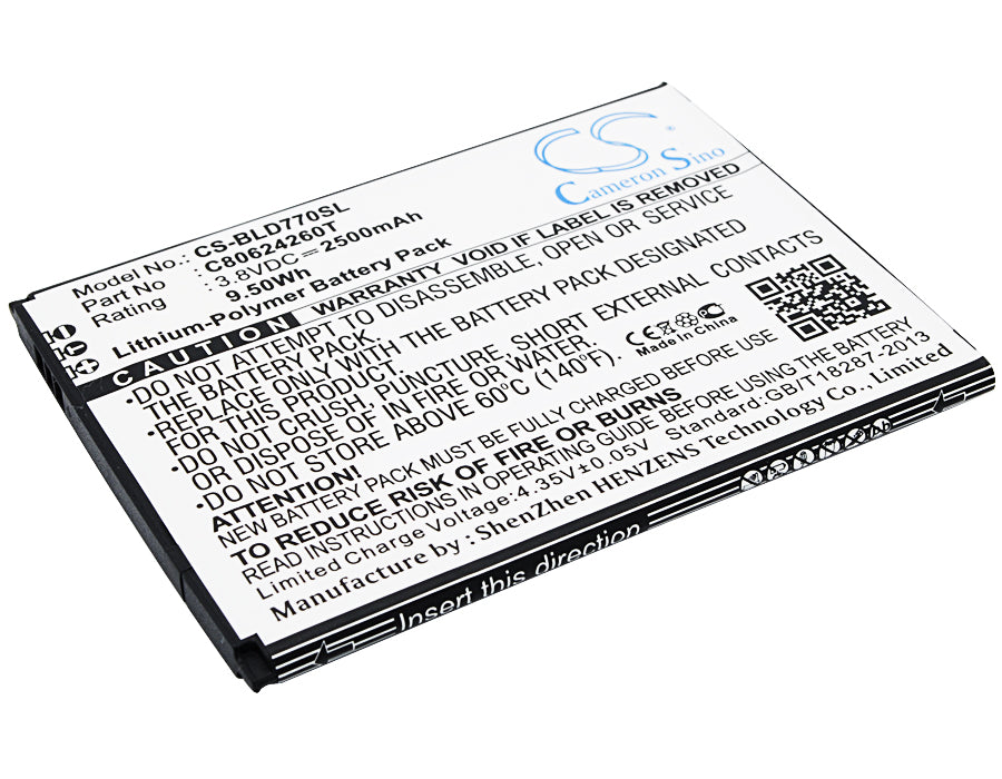 3.8V 2500mAh/9.50Wh Li-Polymer Mobile/SmartPhone Battery for BLU
