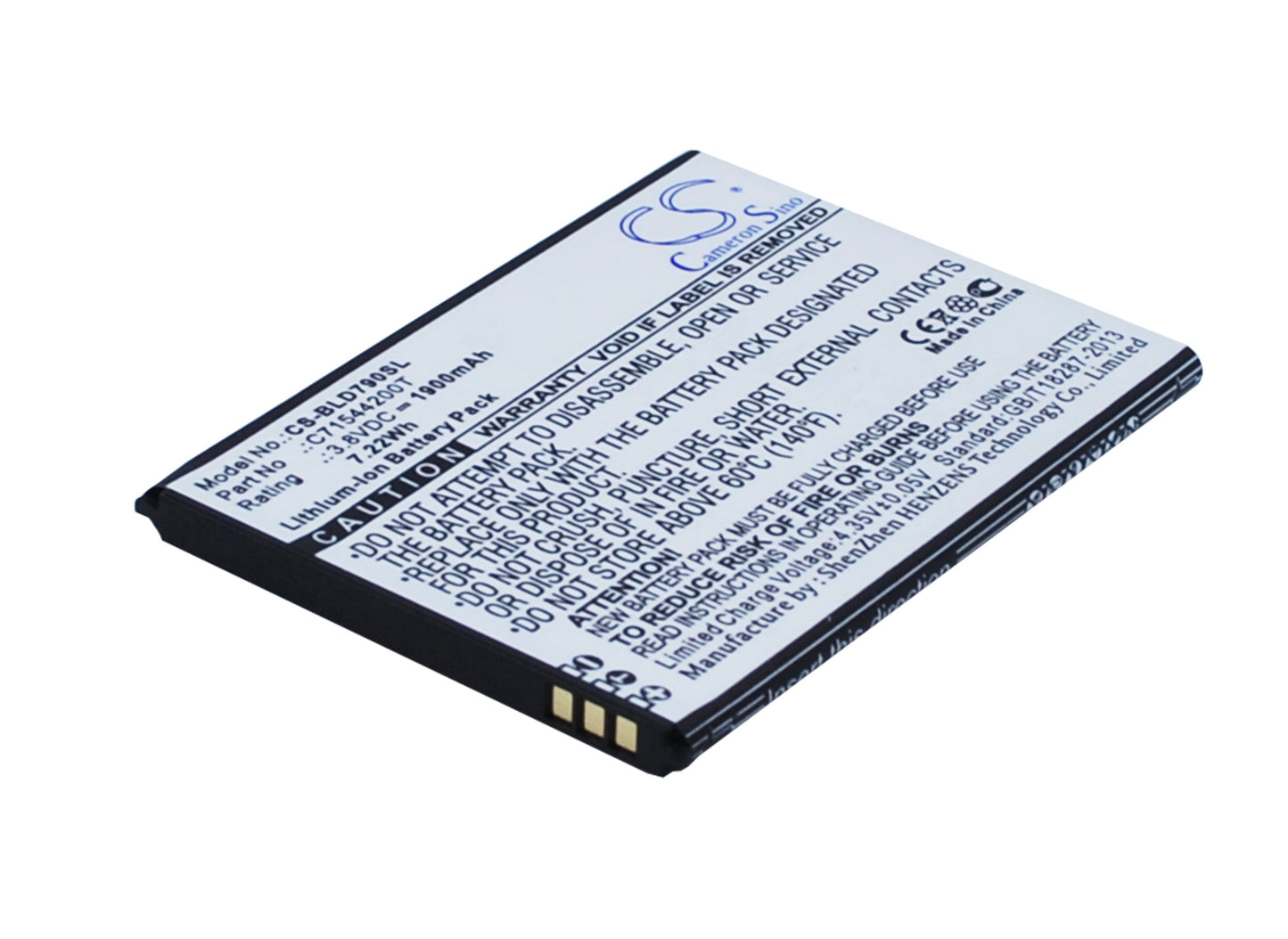 3.8V 1900mAh/7.22Wh Li-ion Mobile/SmartPhone Battery for BLU