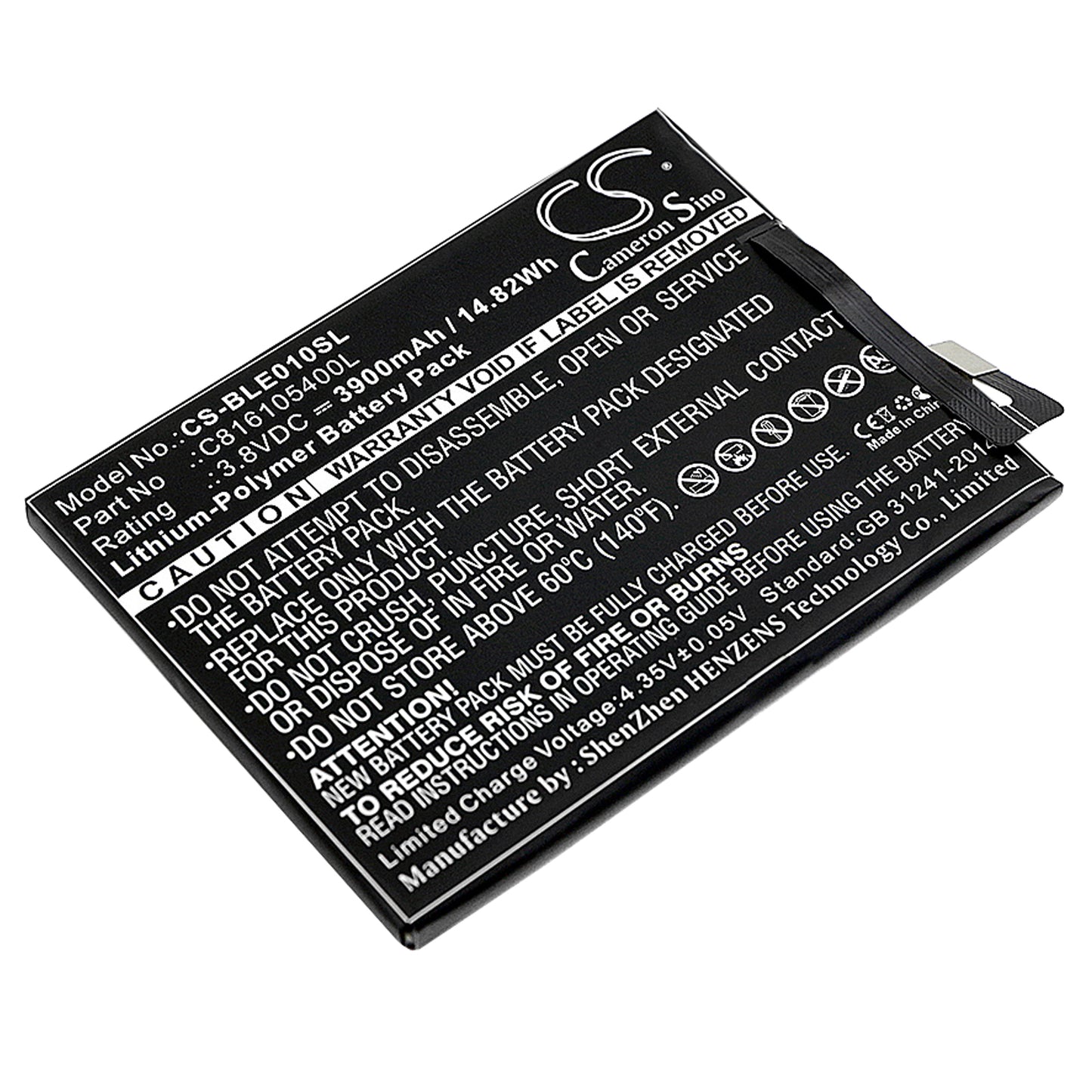 3.8V 3900mAh/14.82Wh Li-Polymer Mobile/SmartPhone Battery for BLU