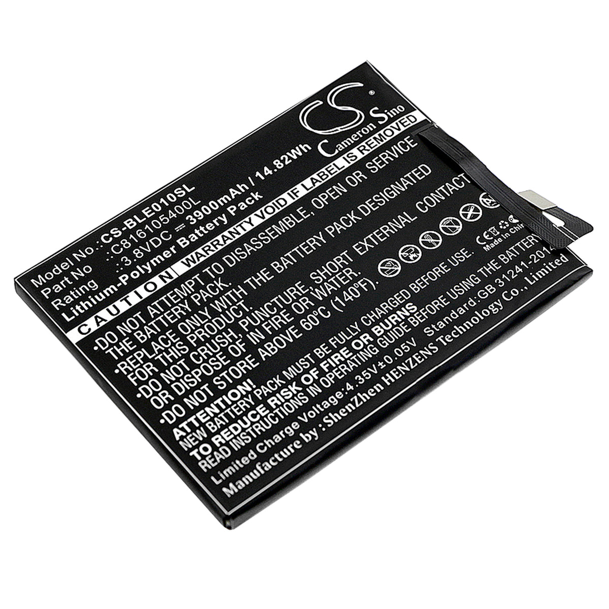 3.8V 3900mAh/14.82Wh Li-Polymer Mobile/SmartPhone Battery for BLU