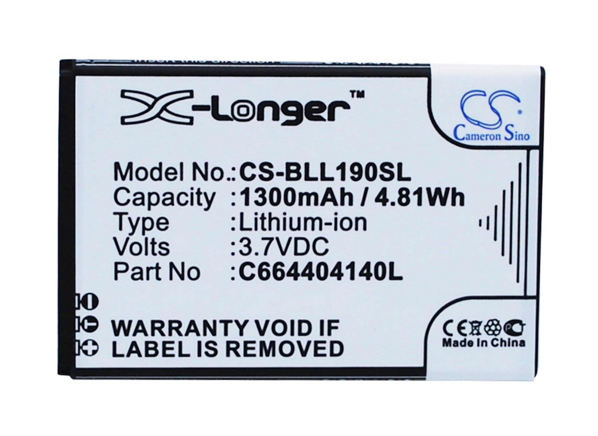 3.7V 1300mAh/4.81Wh Li-ion Mobile/SmartPhone Battery for BLU