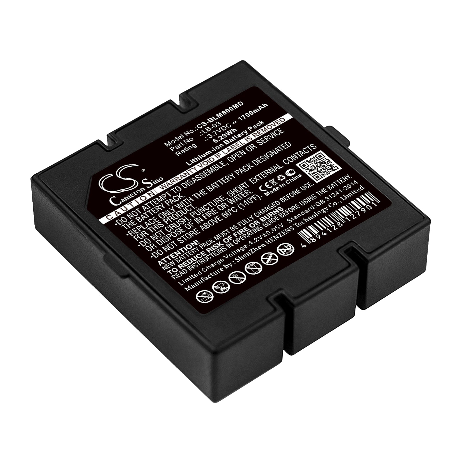 3.7V 1700mAh/6.29Wh Li-ion Medical Battery for BIOLICHT