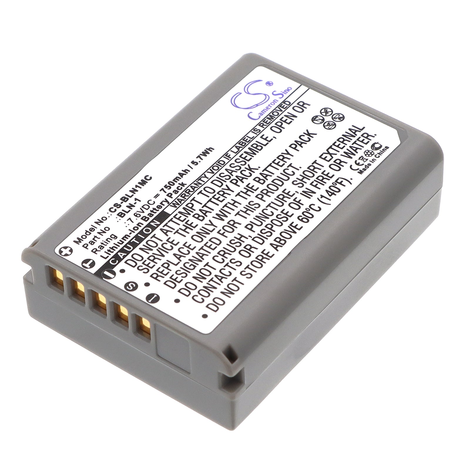 7.6V 750mAh/5.70Wh Li-ion Camera Battery for OLYMPUS
