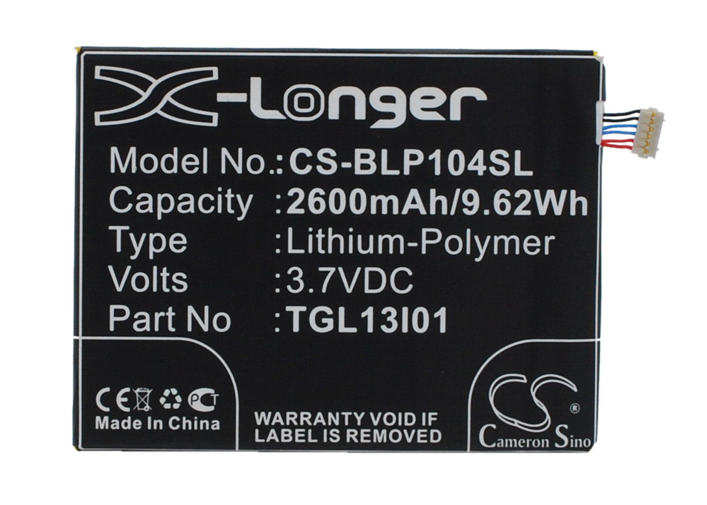 3.7V 2600mAh/9.62Wh Li-Polymer Mobile/SmartPhone Battery for WIKO