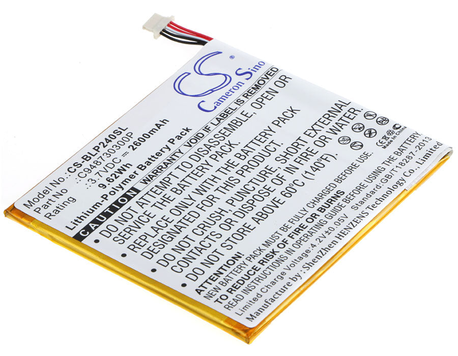 3.7VV 2600mAh/9.62Wh Li-Polymer Tablet Battery for BLU
