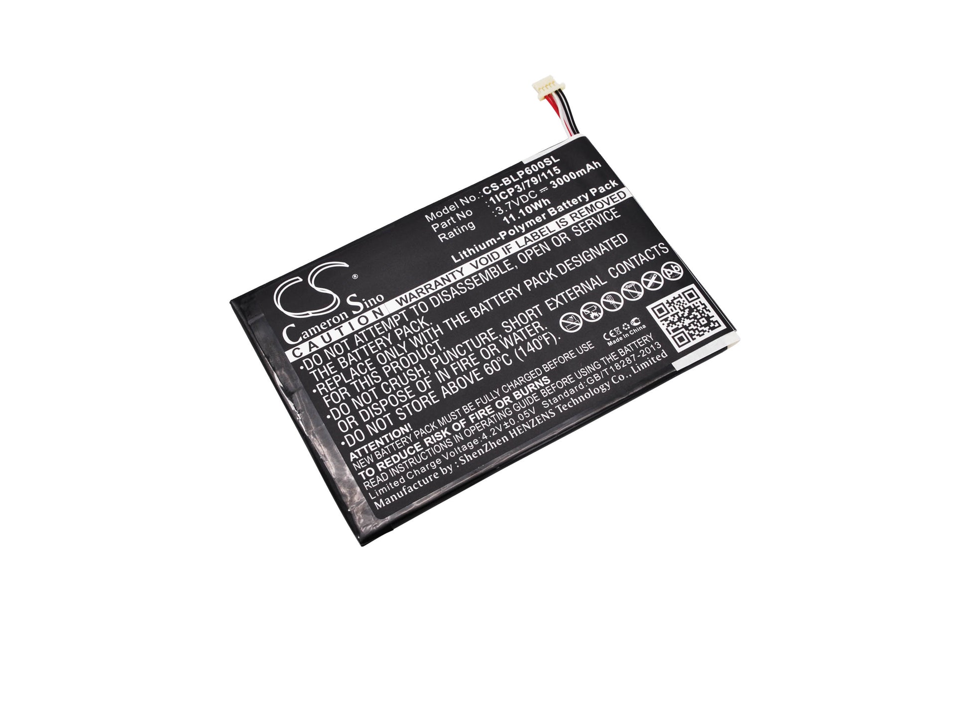 3.7V 3000mAh/11.10Wh Li-Polymer Tablet Battery for BLU