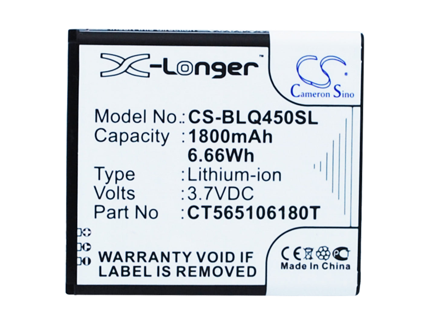 3.7V 1800mAh/6.66Wh Li-ion Mobile/SmartPhone Battery for BLU