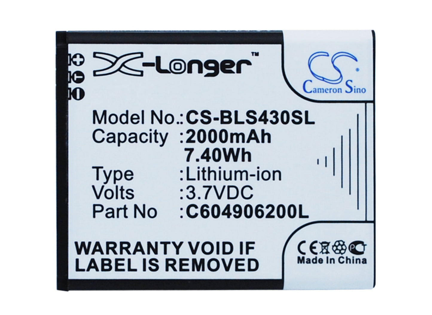 3.7V 2000mAh/7.40Wh Li-ion Mobile/SmartPhone Battery for BLU