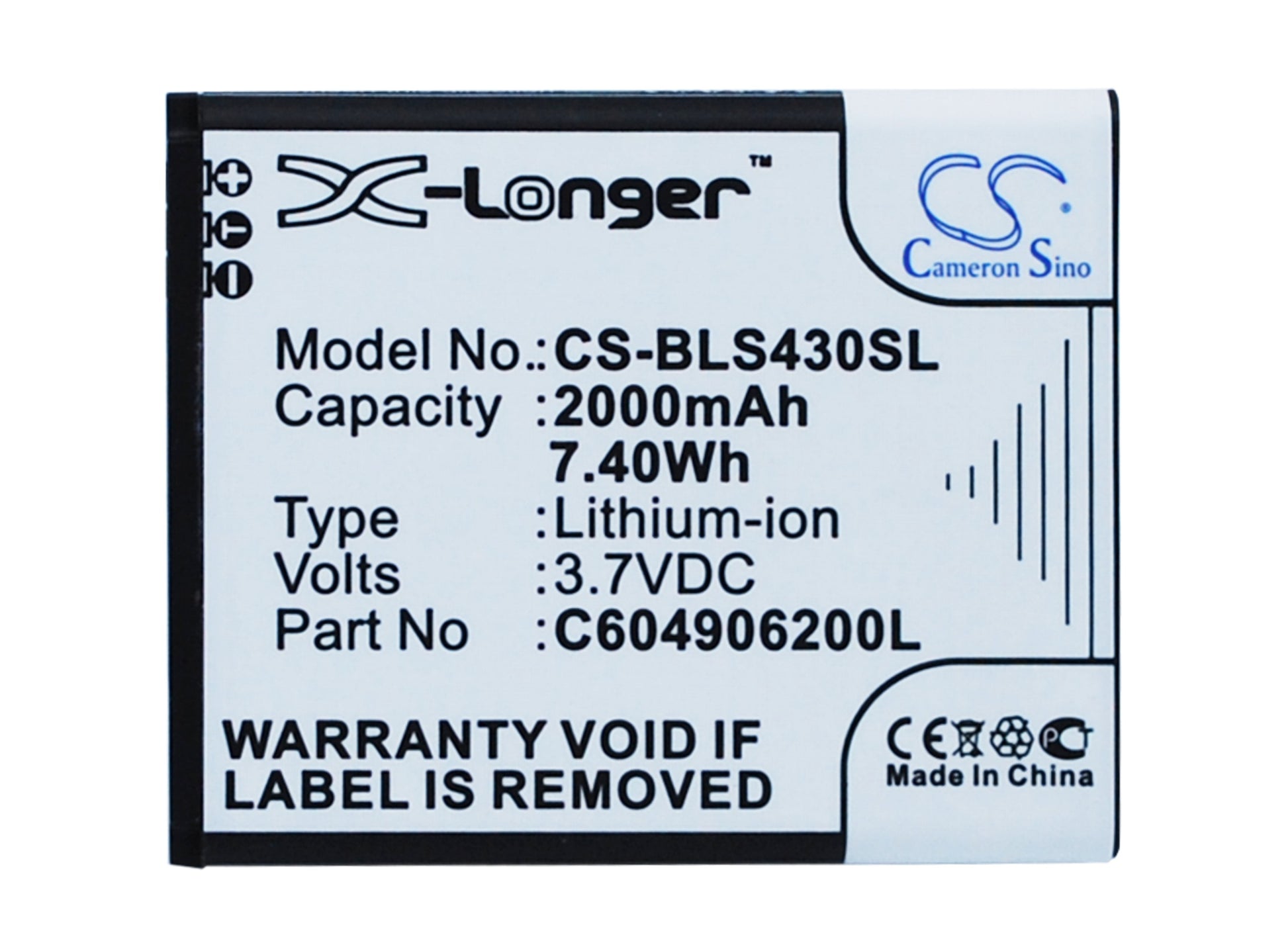 3.7V 2000mAh/7.40Wh Li-ion Mobile/SmartPhone Battery for BLU