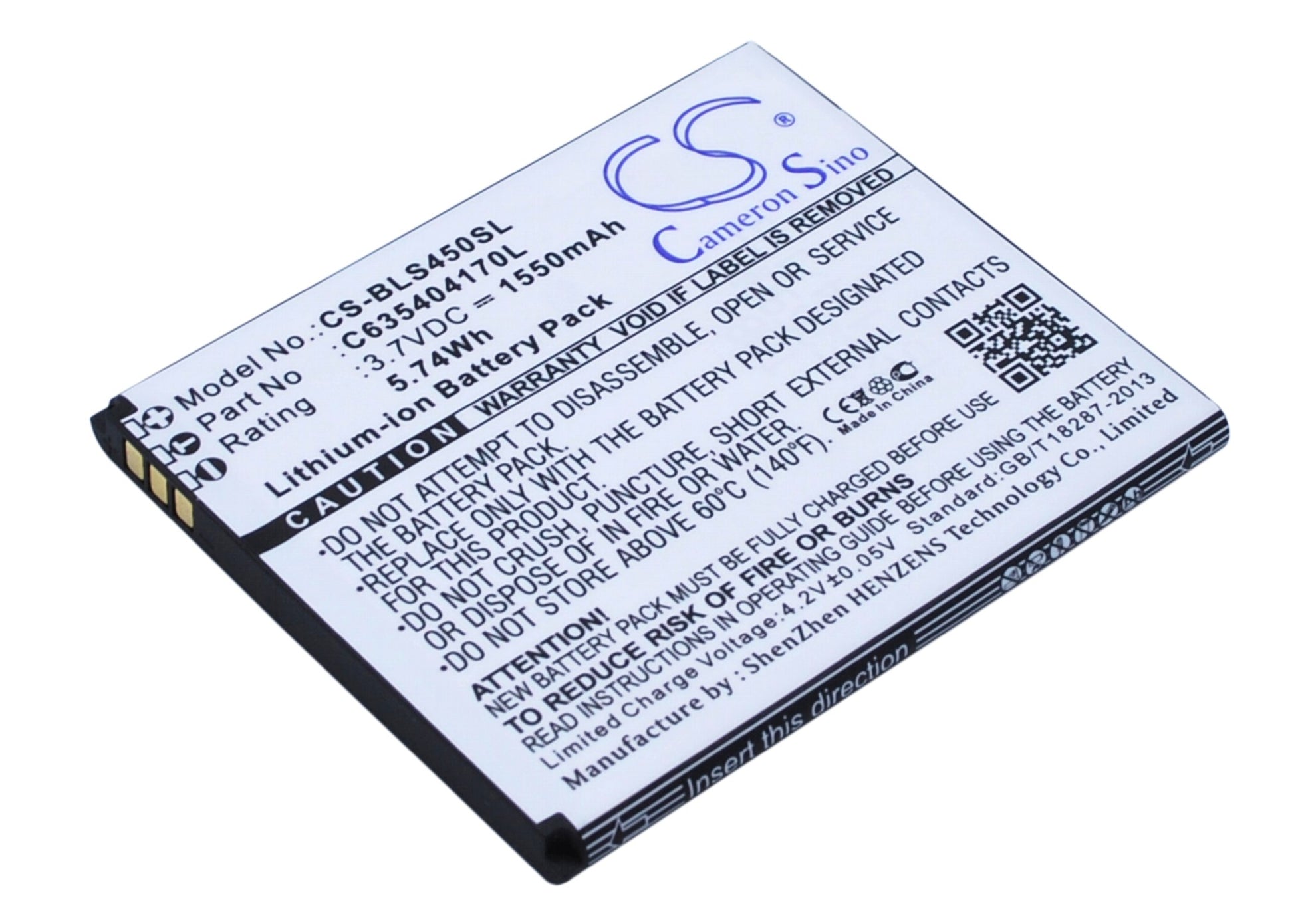 3.7V 1550mAh/5.74Wh Li-ion Mobile/SmartPhone Battery for BLU