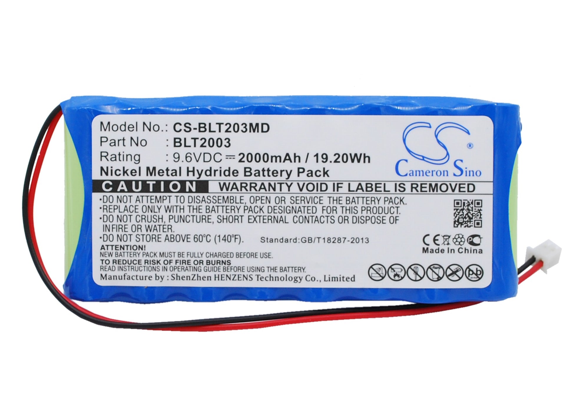 9.6V 2000mAh/19.20Wh Ni-MH Medical Battery for Biolat