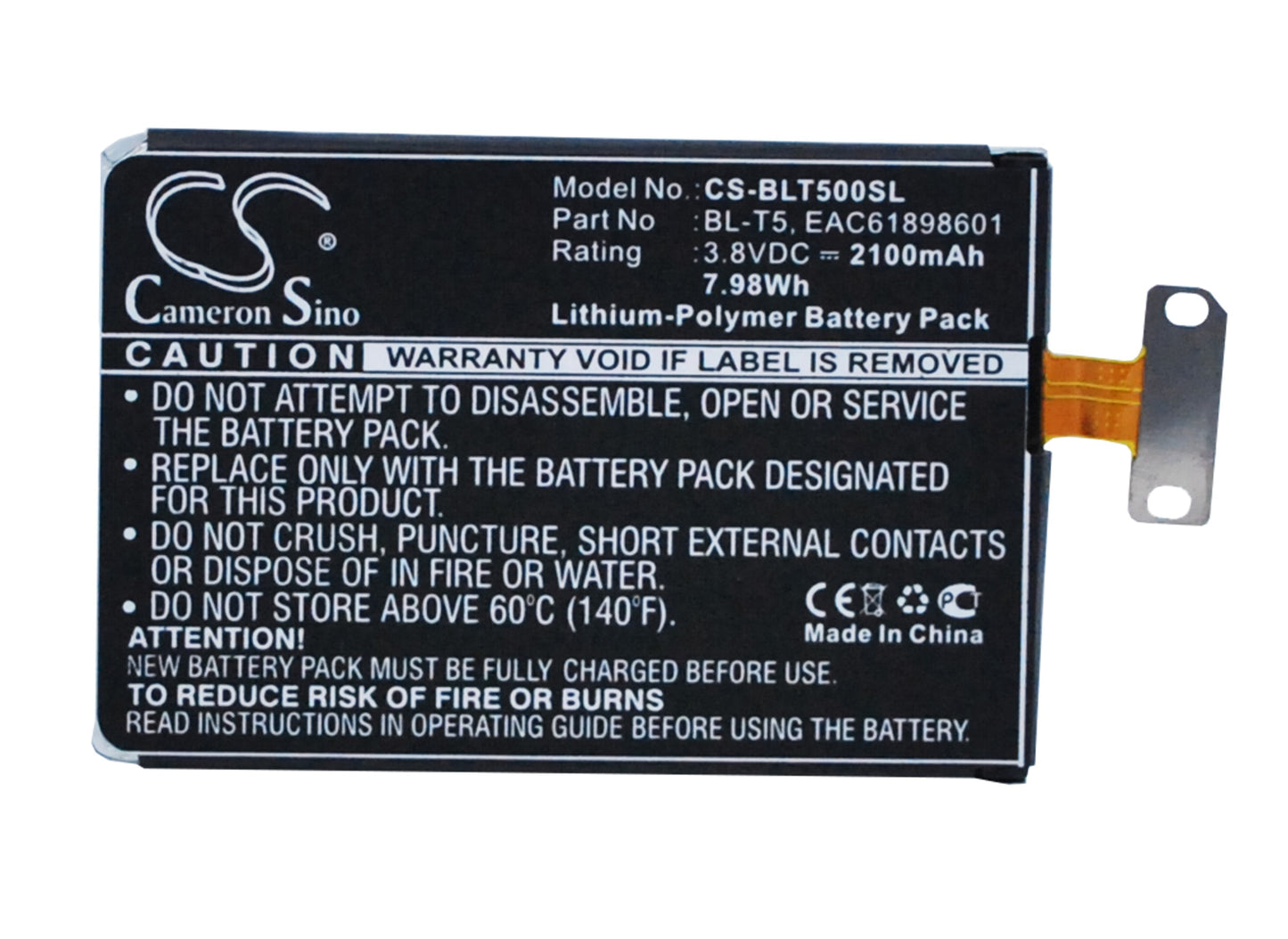 3.8V 2100mAh/7.98Wh Li-Polymer Mobile/SmartPhone Battery for Sprint