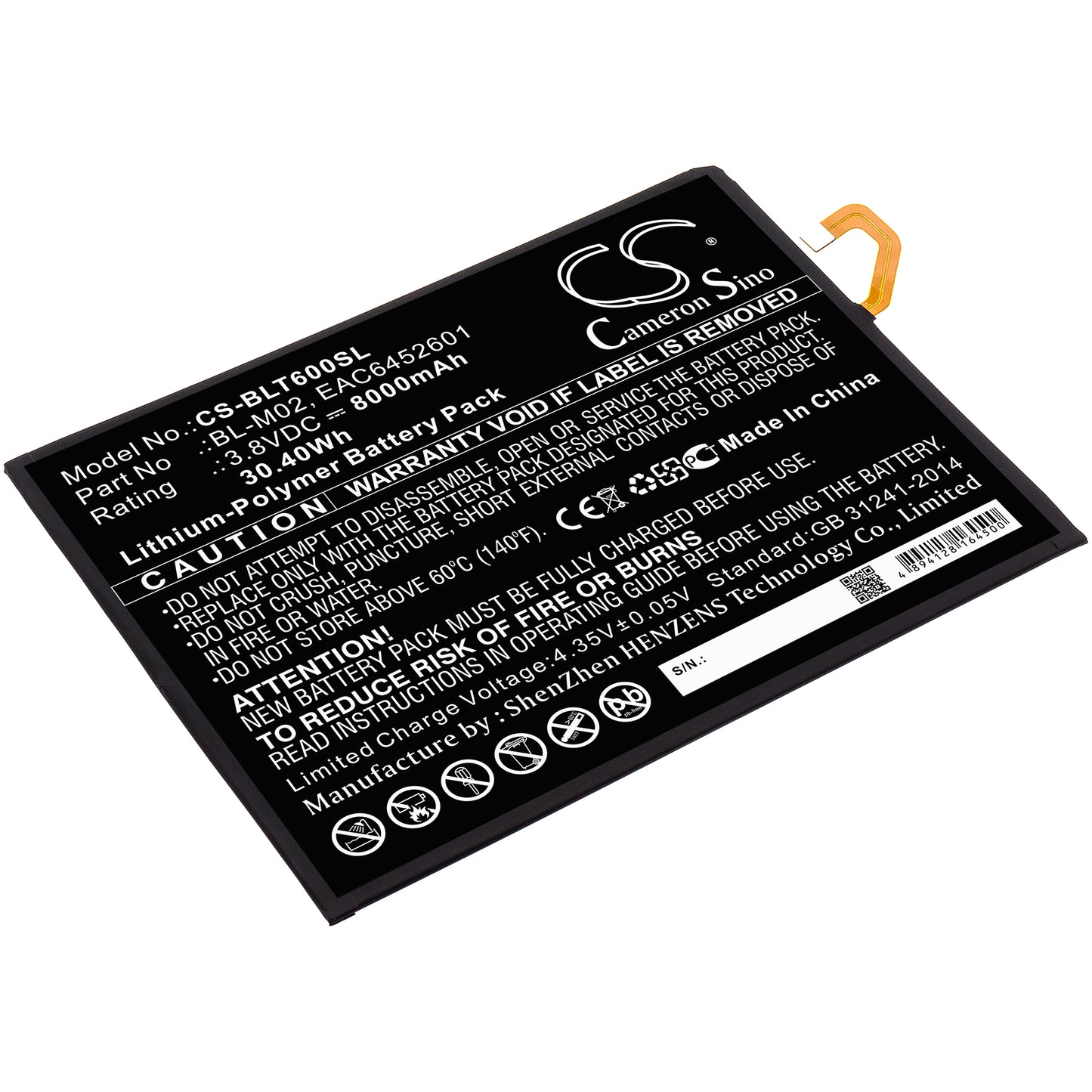 CS-BLT600SL Replacement Battery – Compatible with G Pad 5 10.1, G Pad 5 10.1 FHD, LM-T600L, LM-T600QS, LM-T600TS, LM-T600VS
