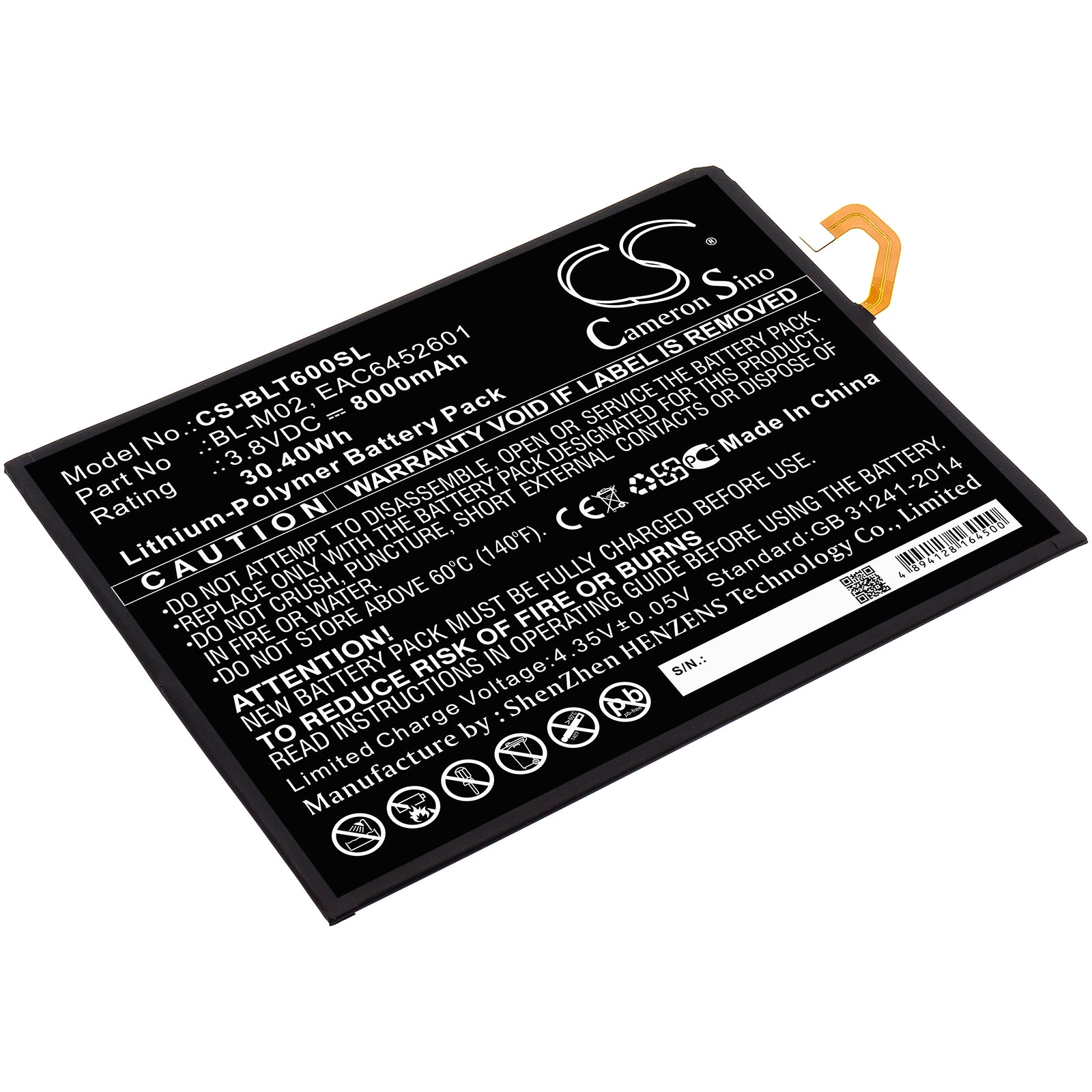 CS-BLT600SL Replacement Battery – Compatible with G Pad 5 10.1, G Pad 5 10.1 FHD, LM-T600L, LM-T600QS, LM-T600TS, LM-T600VS