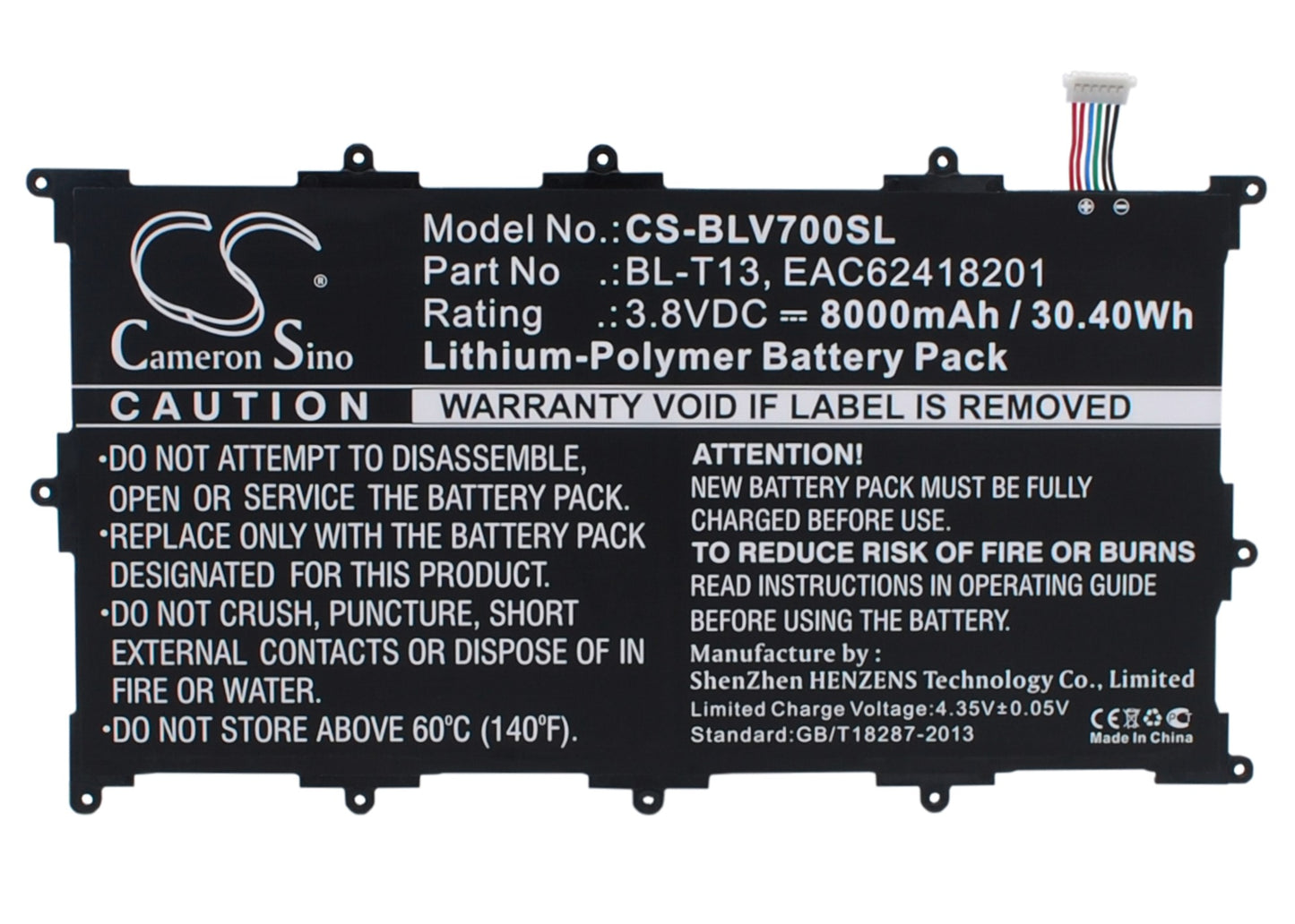 3.8V 8000mAh/30.40Wh Li-Polymer Tablet Battery for LG