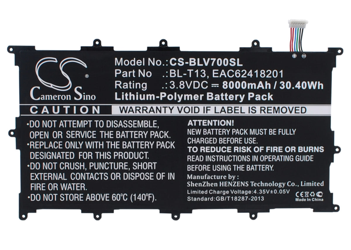 3.8V 8000mAh/30.40Wh Li-Polymer Tablet Battery for LG