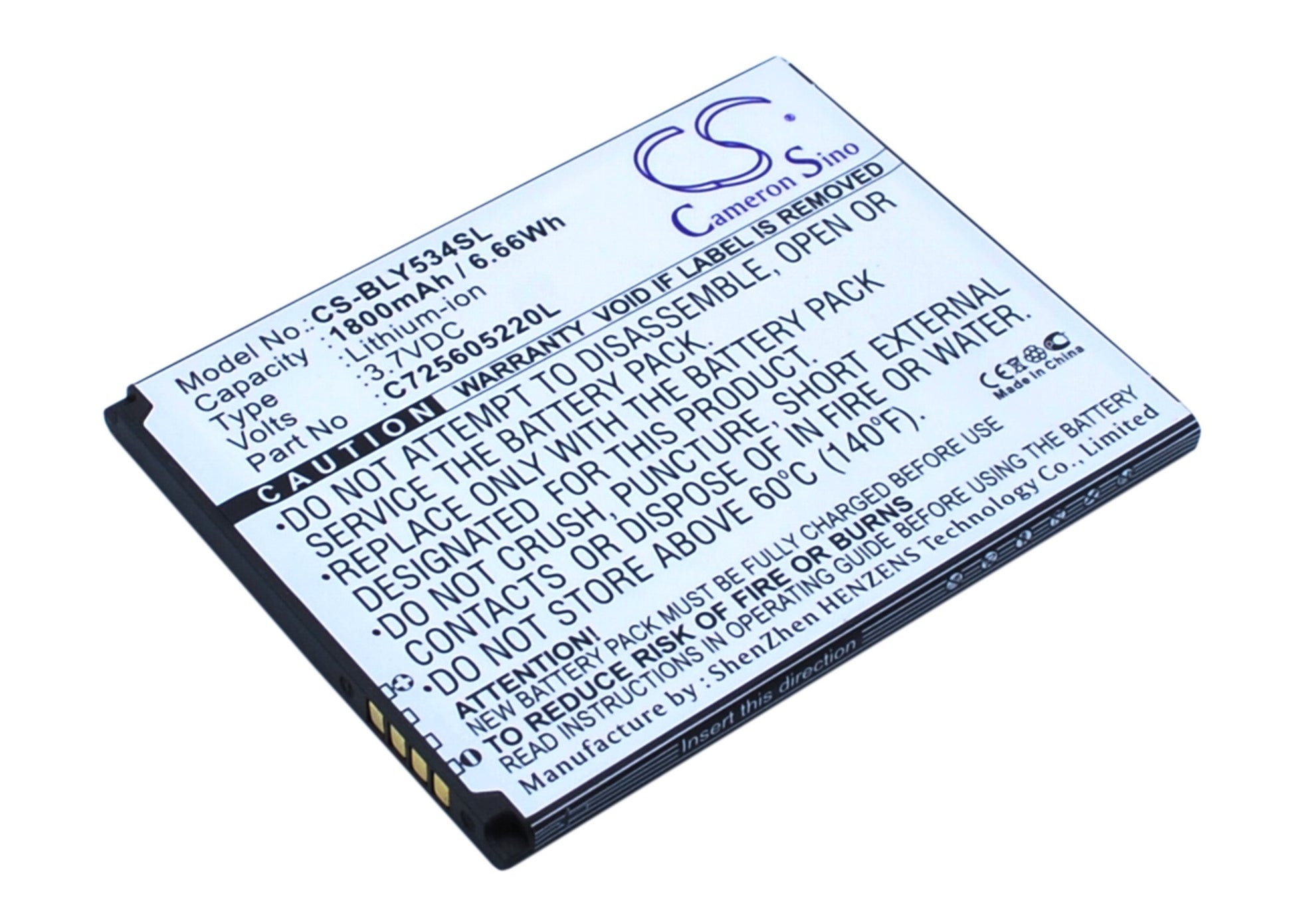 3.7V 1800mAh/6.66Wh Li-ion Mobile/SmartPhone Battery for BLU