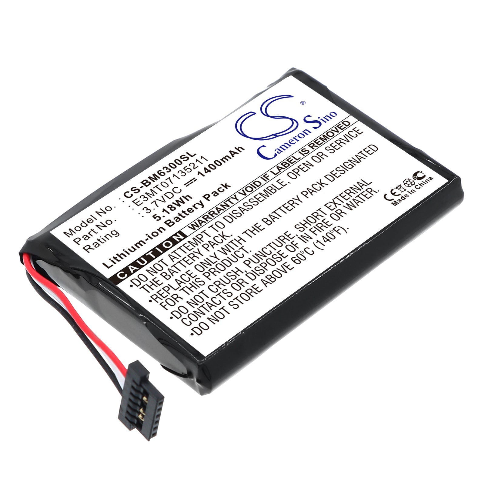 3.7V 1400mAh/5.18Wh Li-ion GPS/Navigator Battery for Jucon