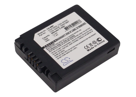 7.4V 680mAh Li-ion Camera Battery for Panasonic