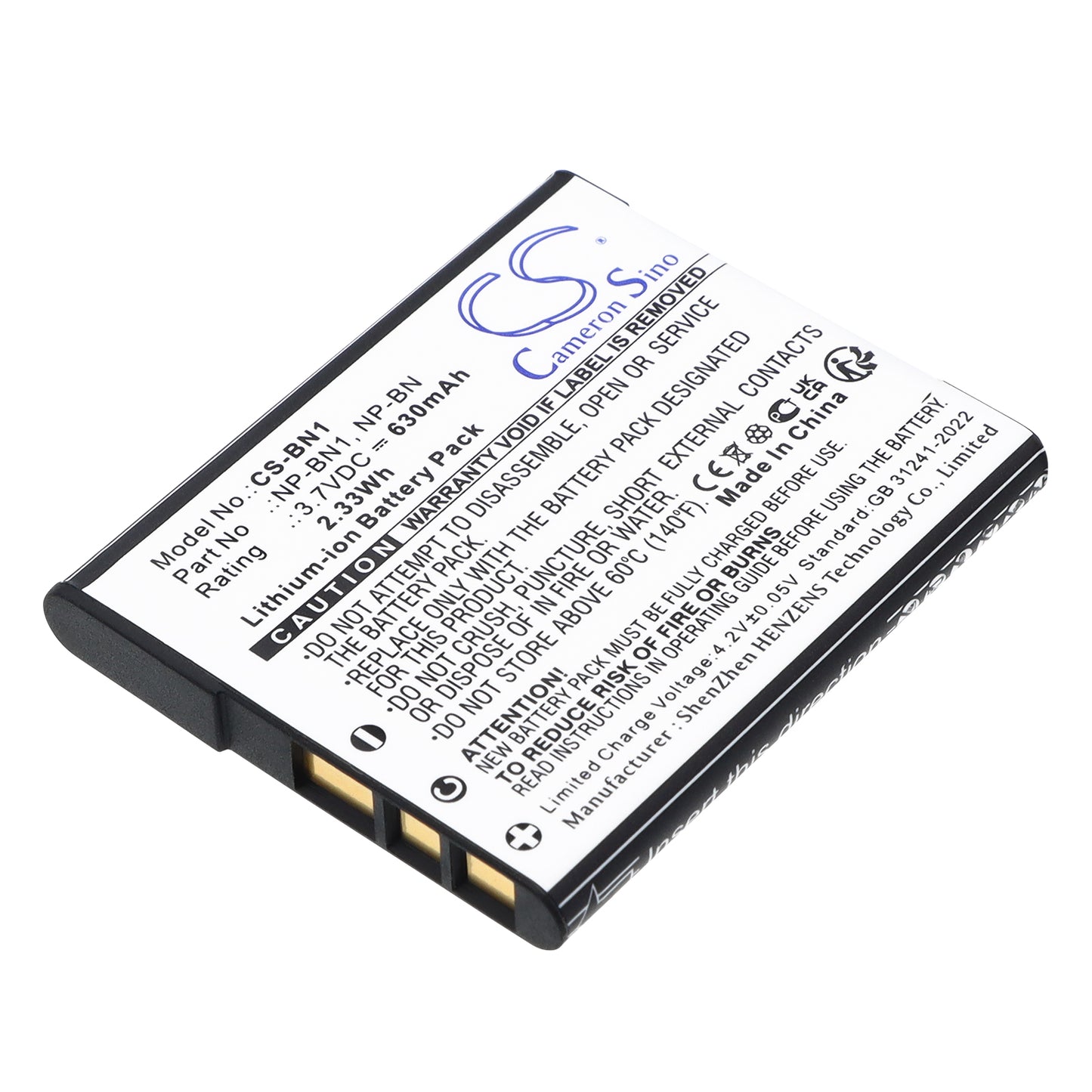 3.7V 630mAh/2.33Wh Li-ion Camera Battery for Sony